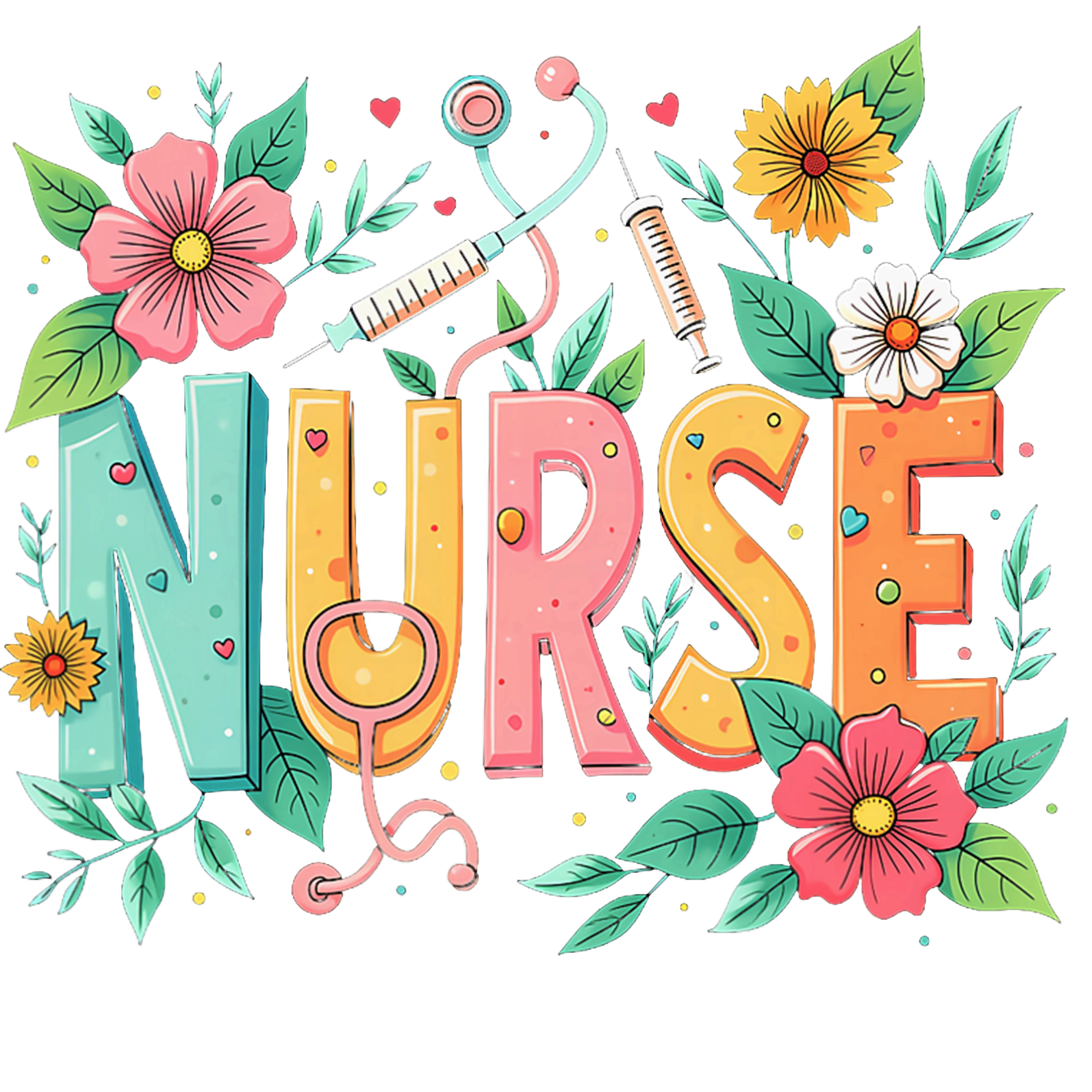 Floral Nurse Essentials DTF Transfer