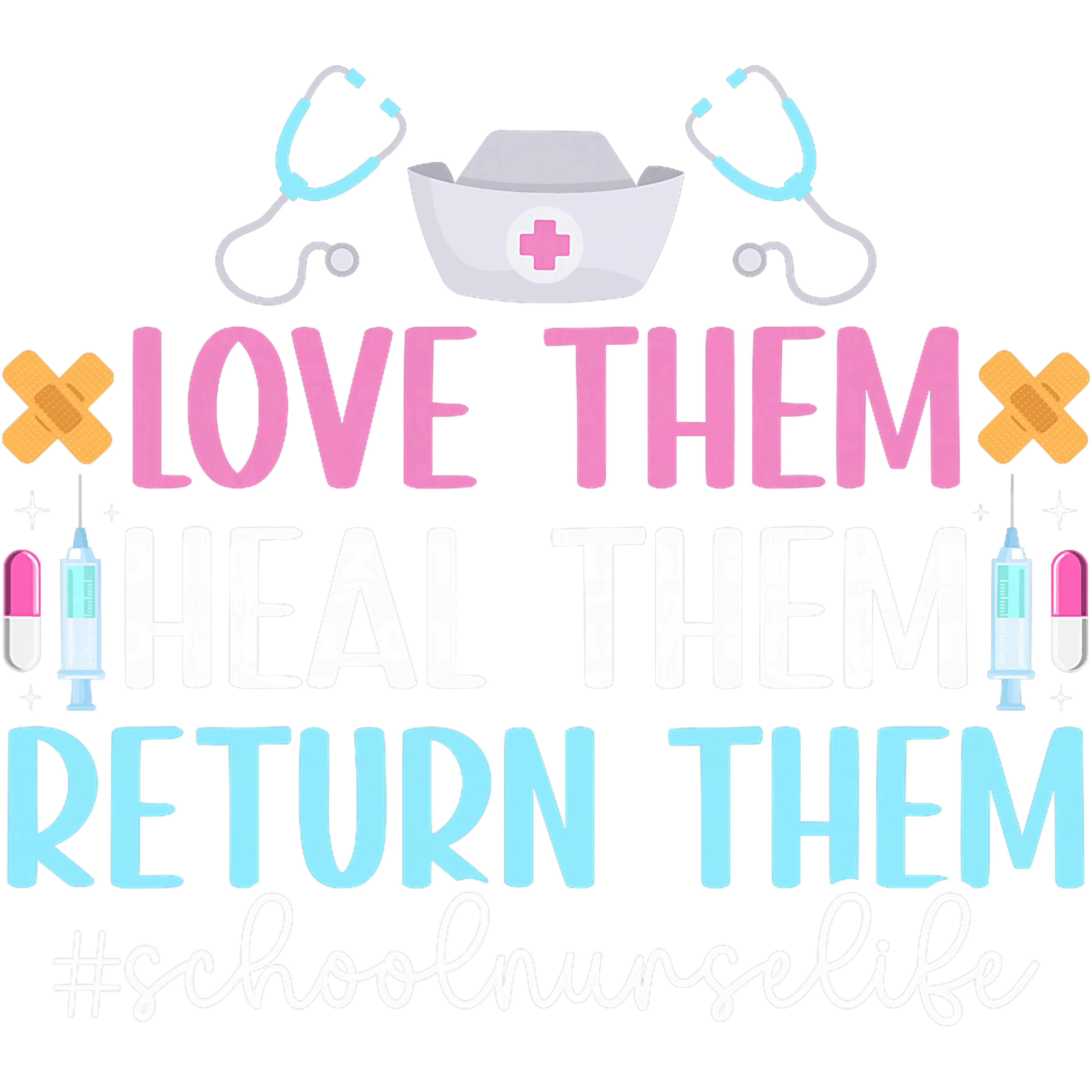 Love Heal Return School Nurse DTF Transfer