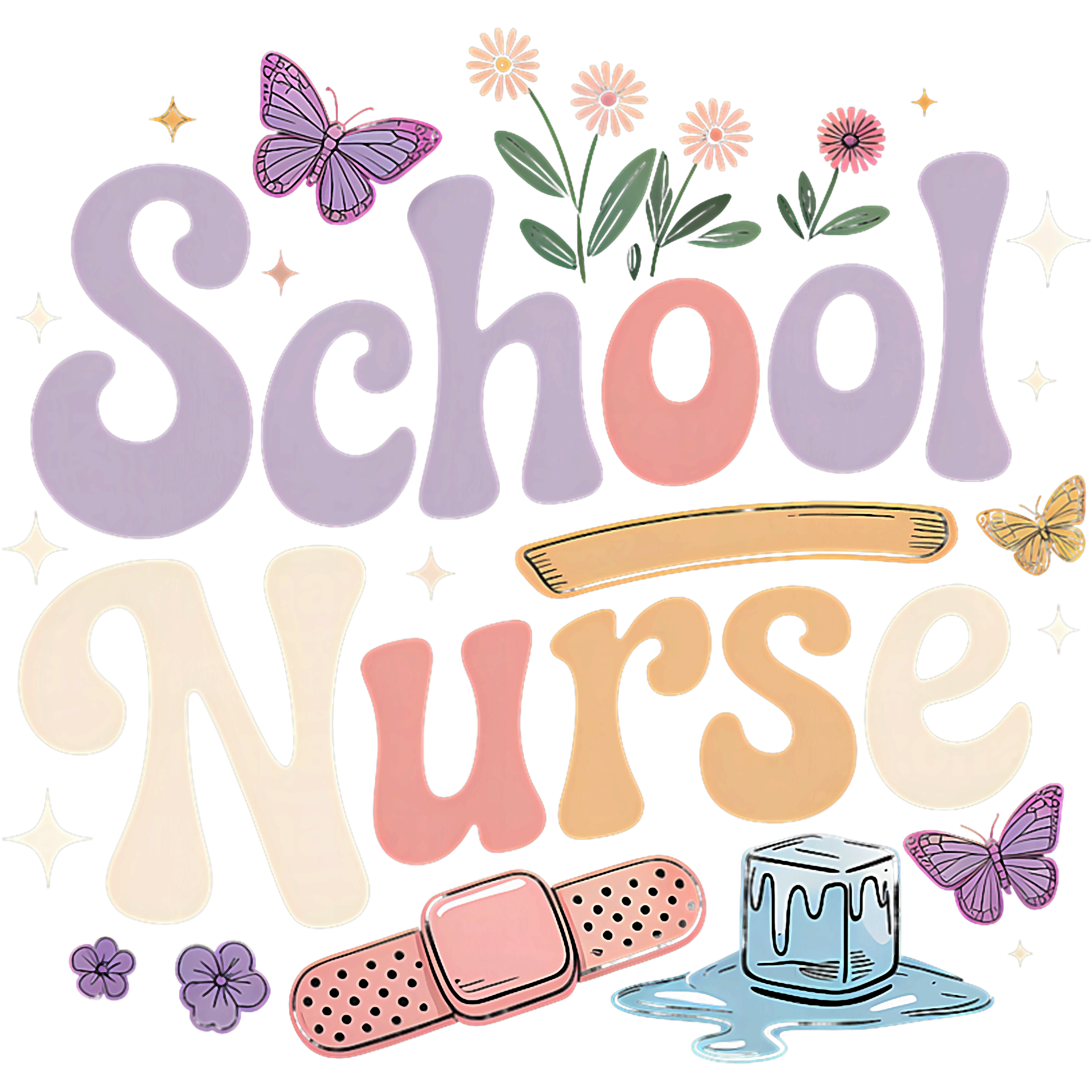 Floral School Nurse DTF Transfer