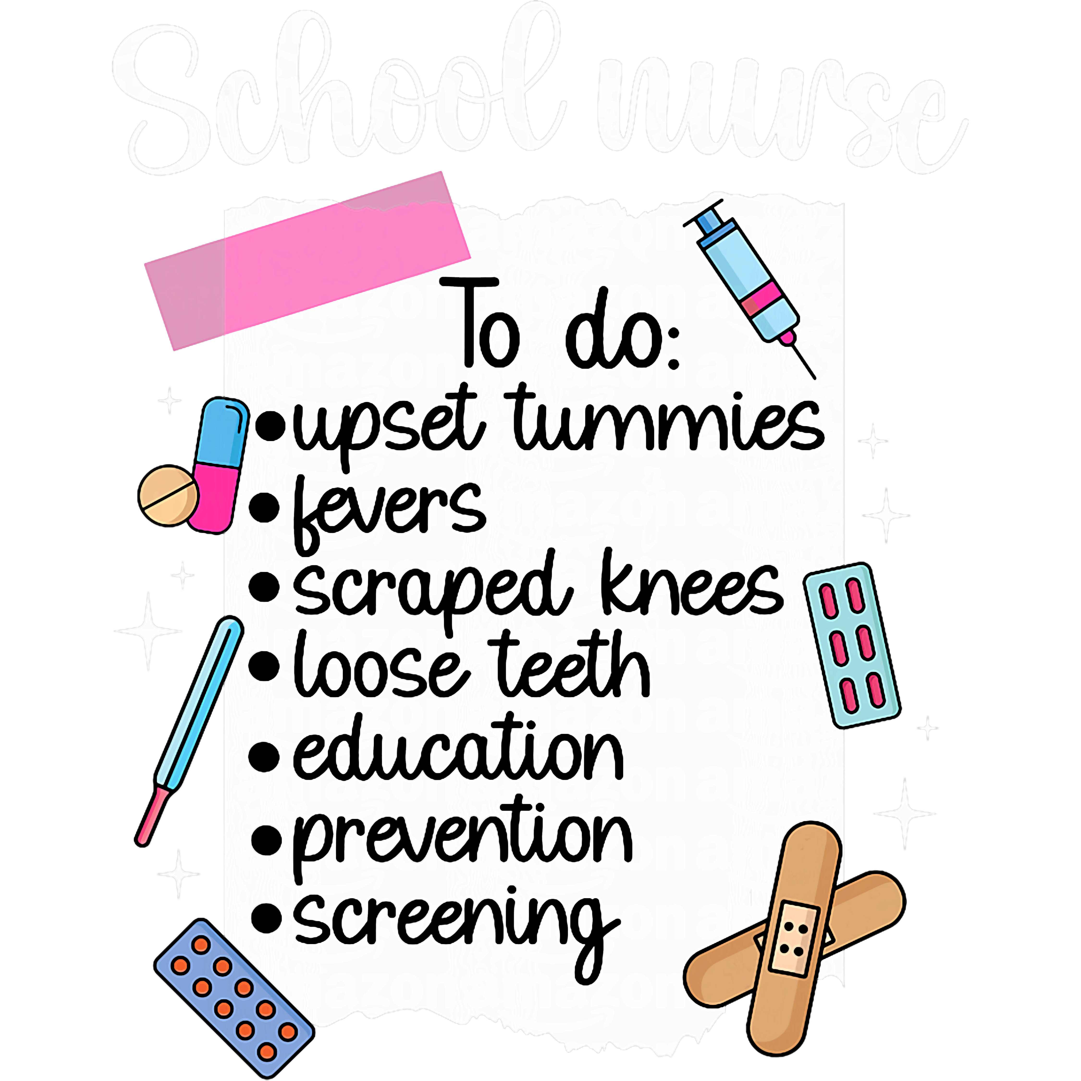 School Nurse Care List DTF Transfer