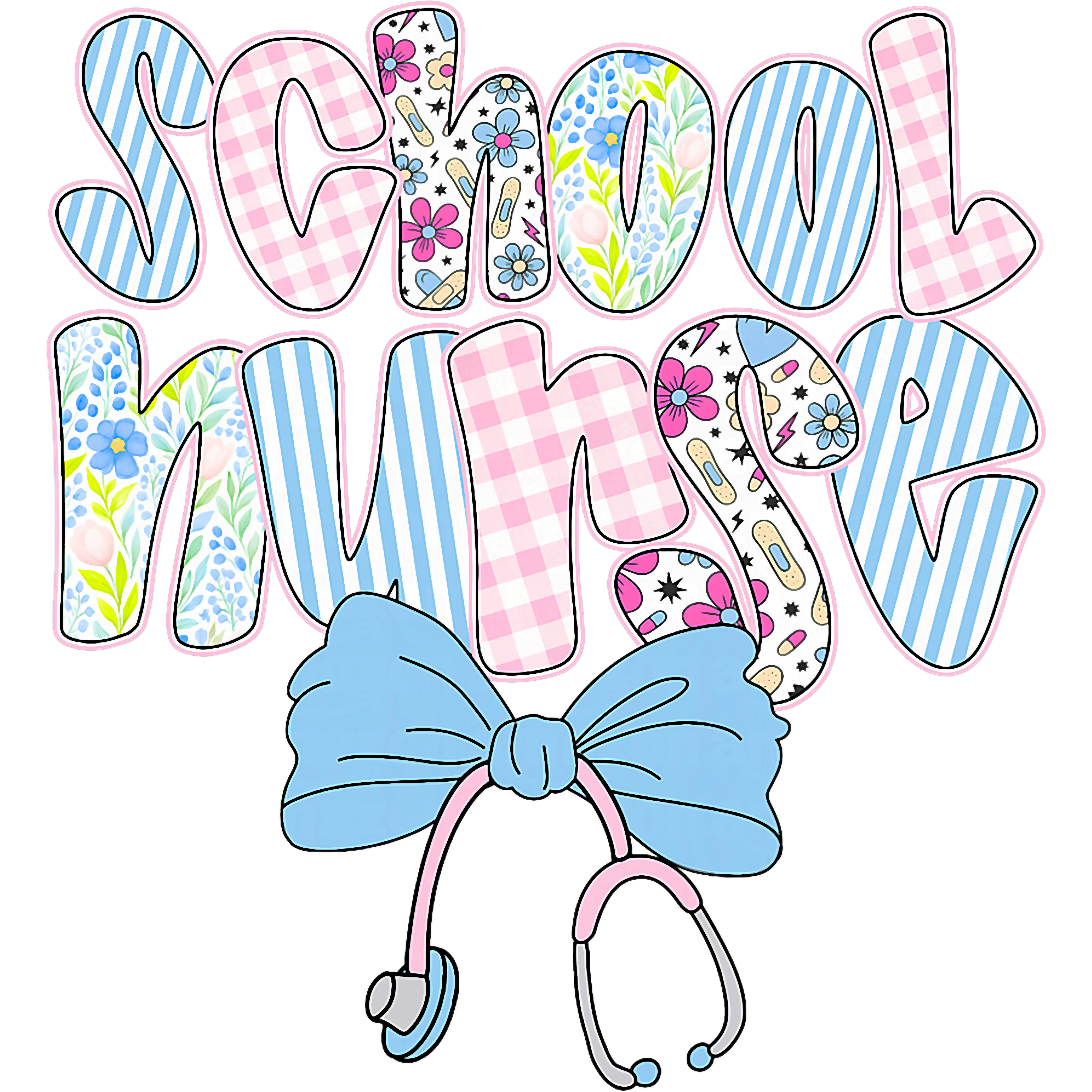Floral School Nurse DTF Transfer