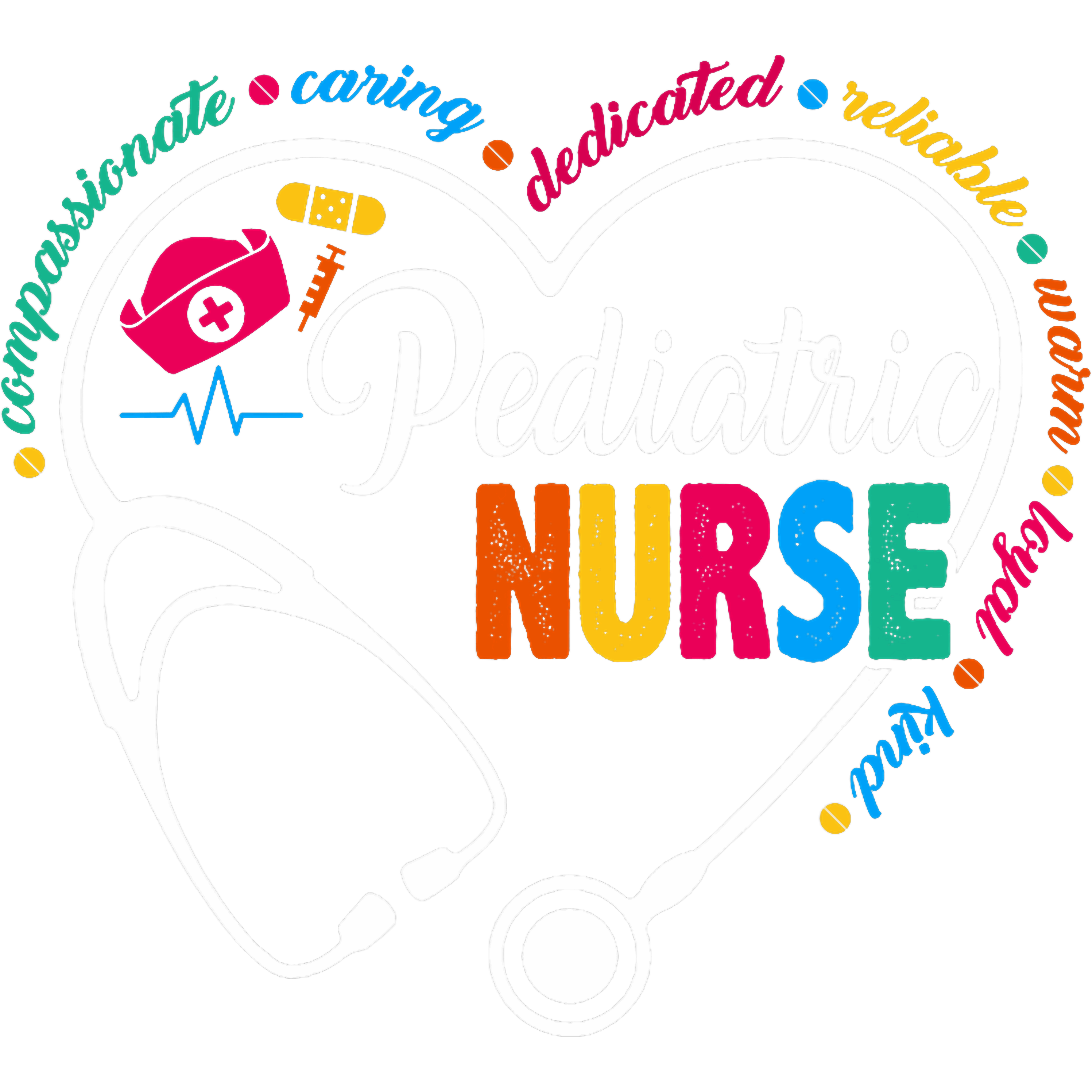 Pediatric Nurse Heart Stethoscope DTF Transfer