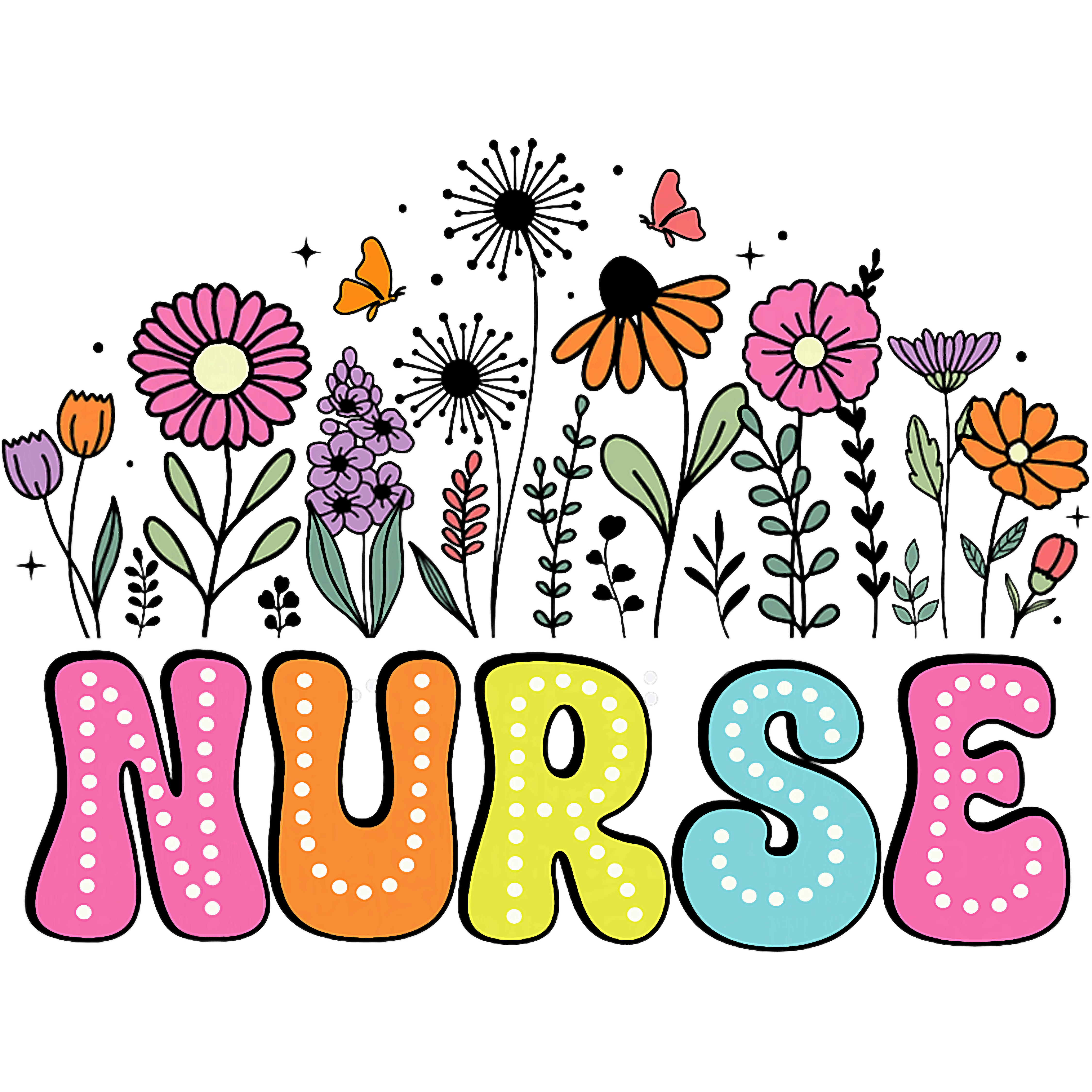 Floral School Nurse DTF Transfer