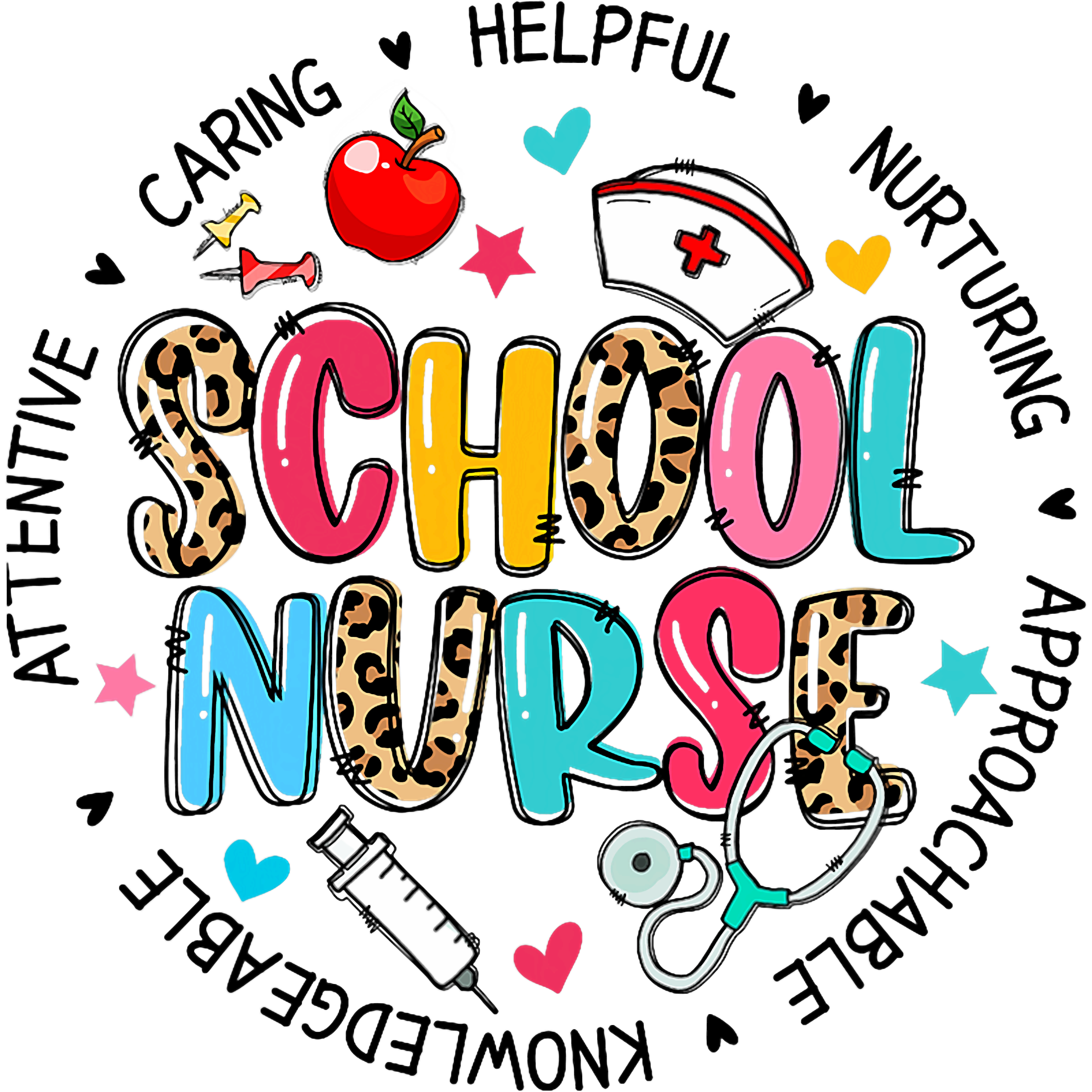 Caring School Nurse DTF Transfer