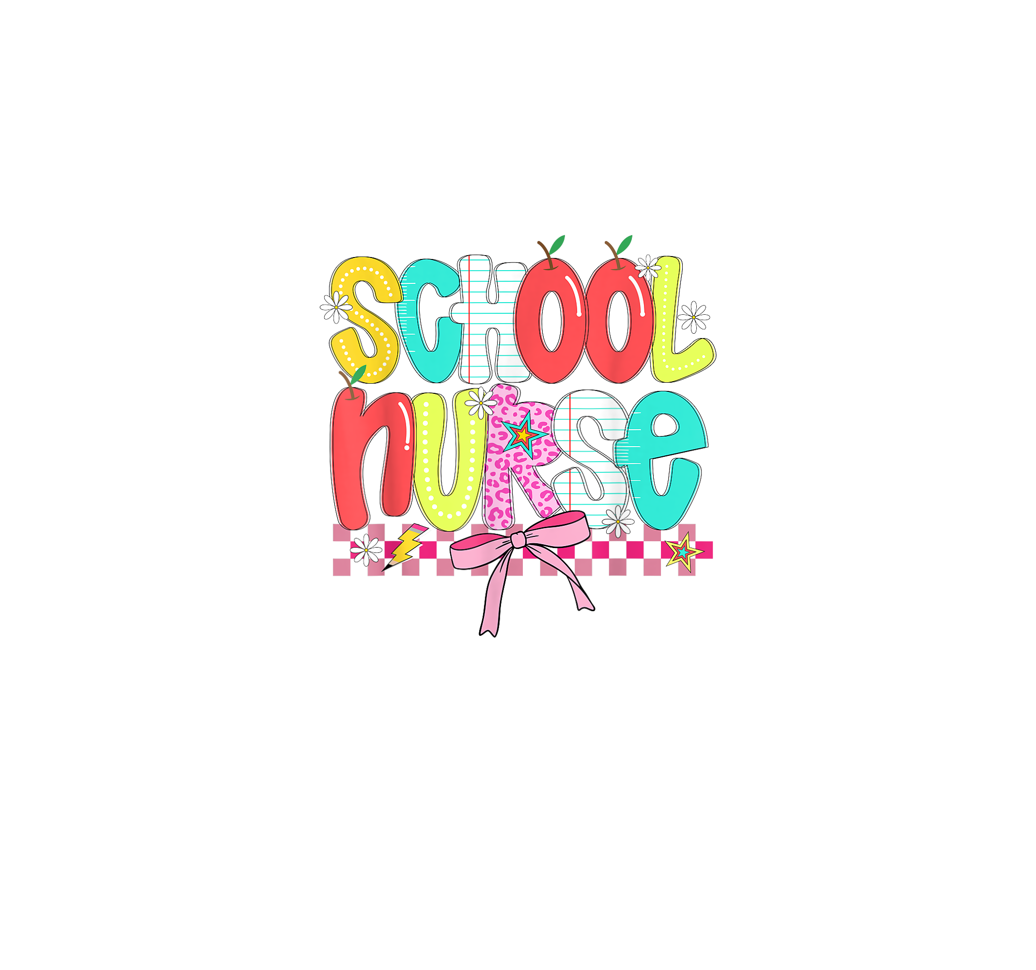 Colorful School Nurse DTF Transfer