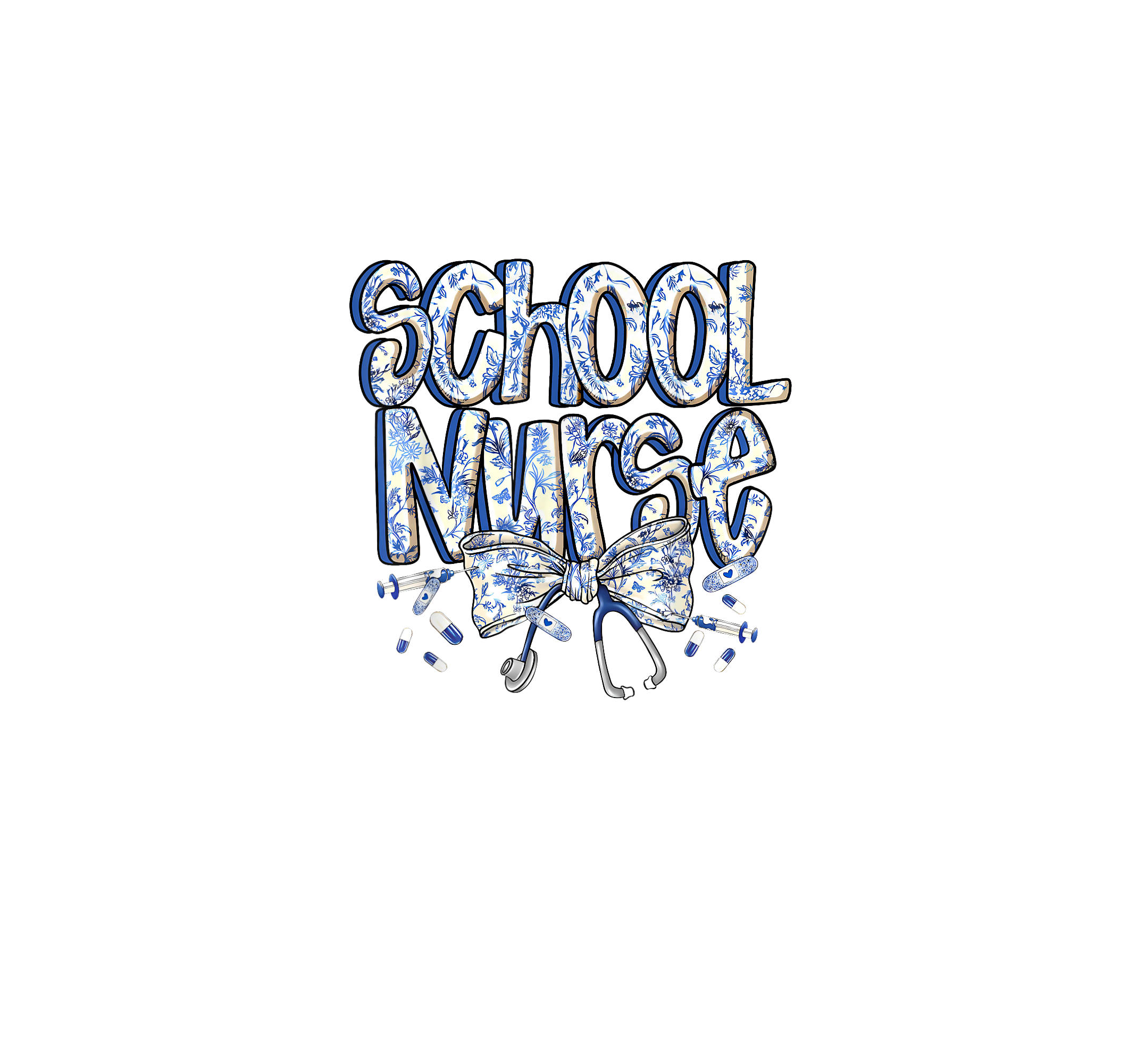Floral School Nurse DTF Transfer
