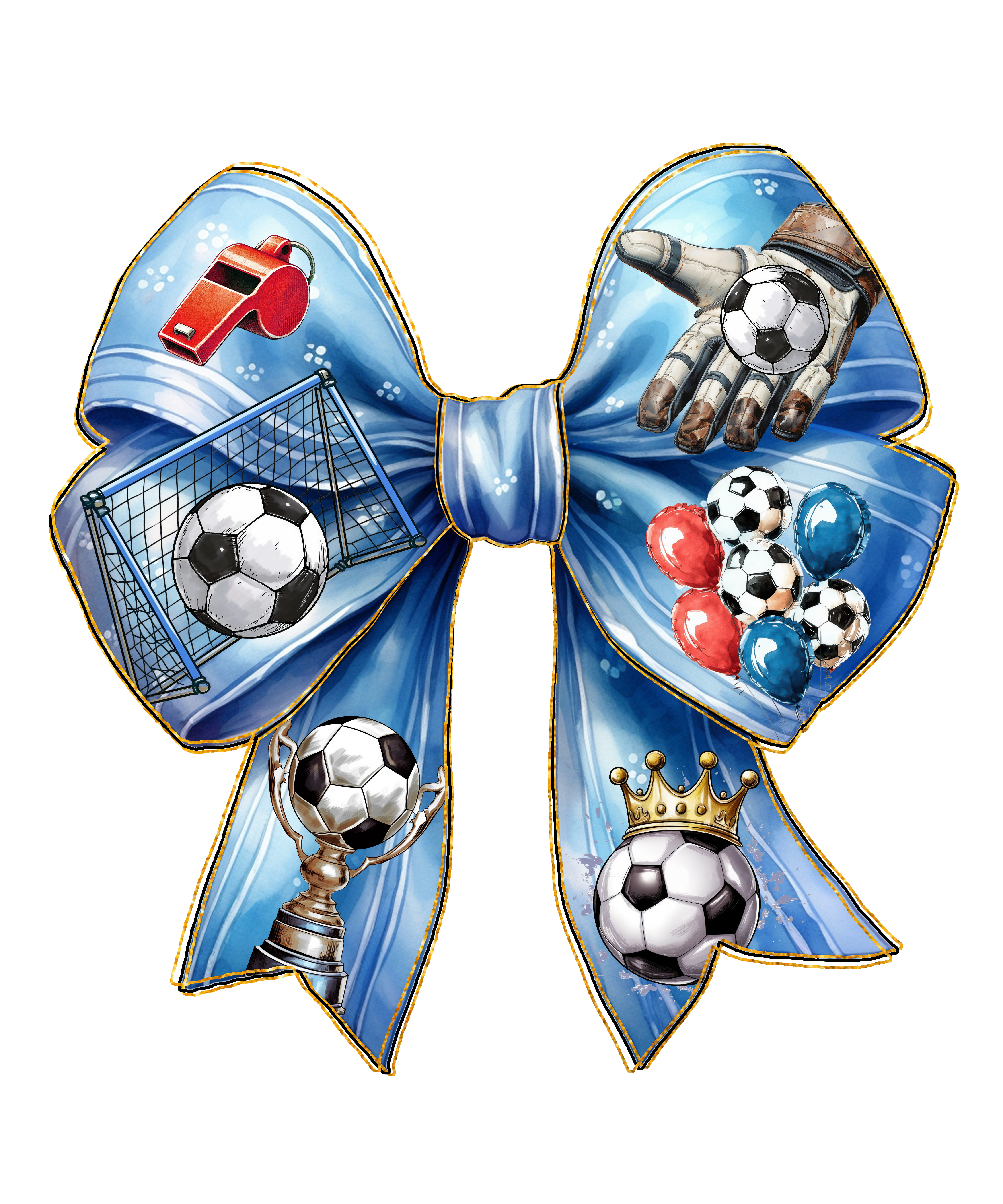 Blue Soccer Bow DTF Transfer