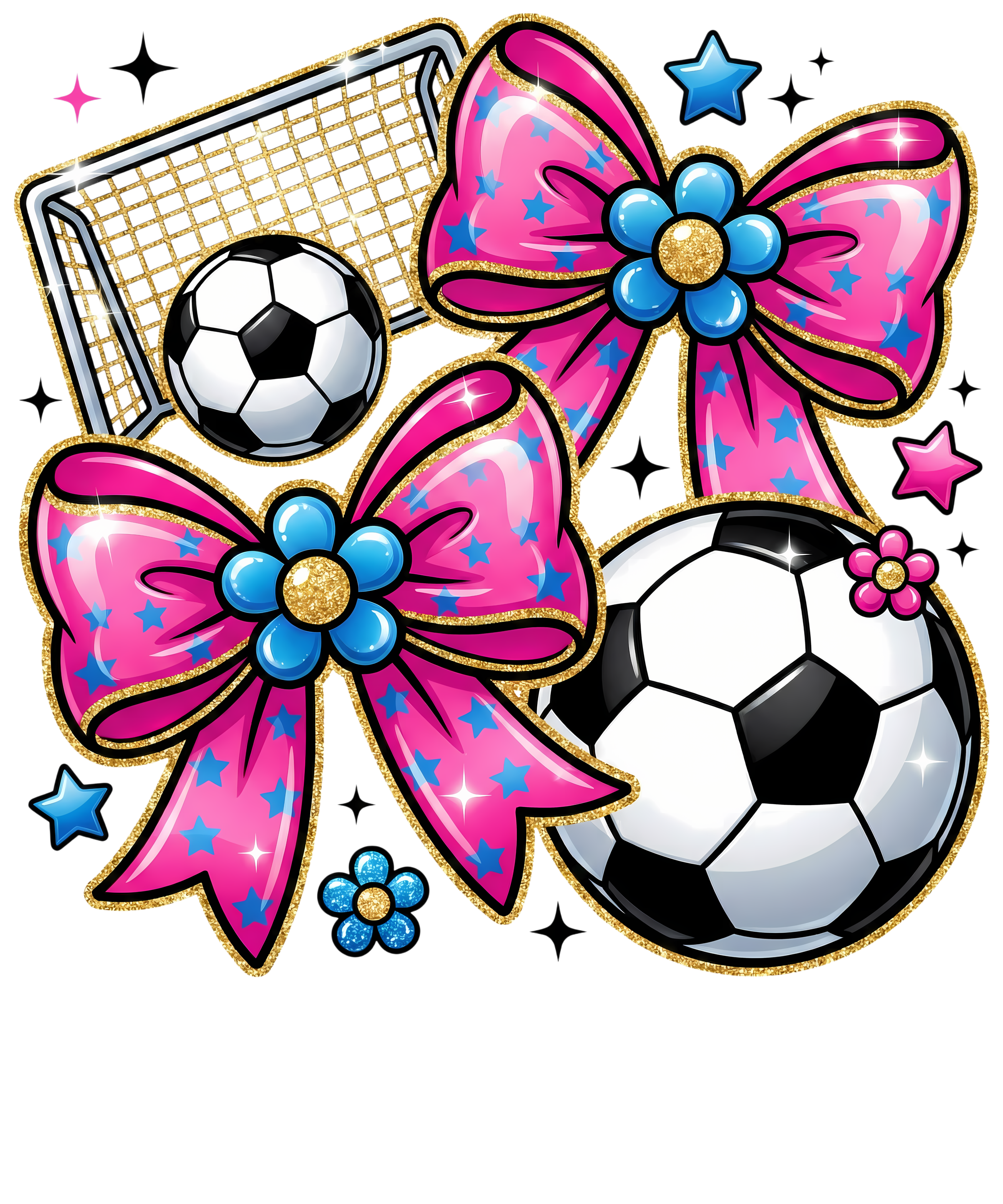 Pink Soccer Bows And Ball DTF Transfer