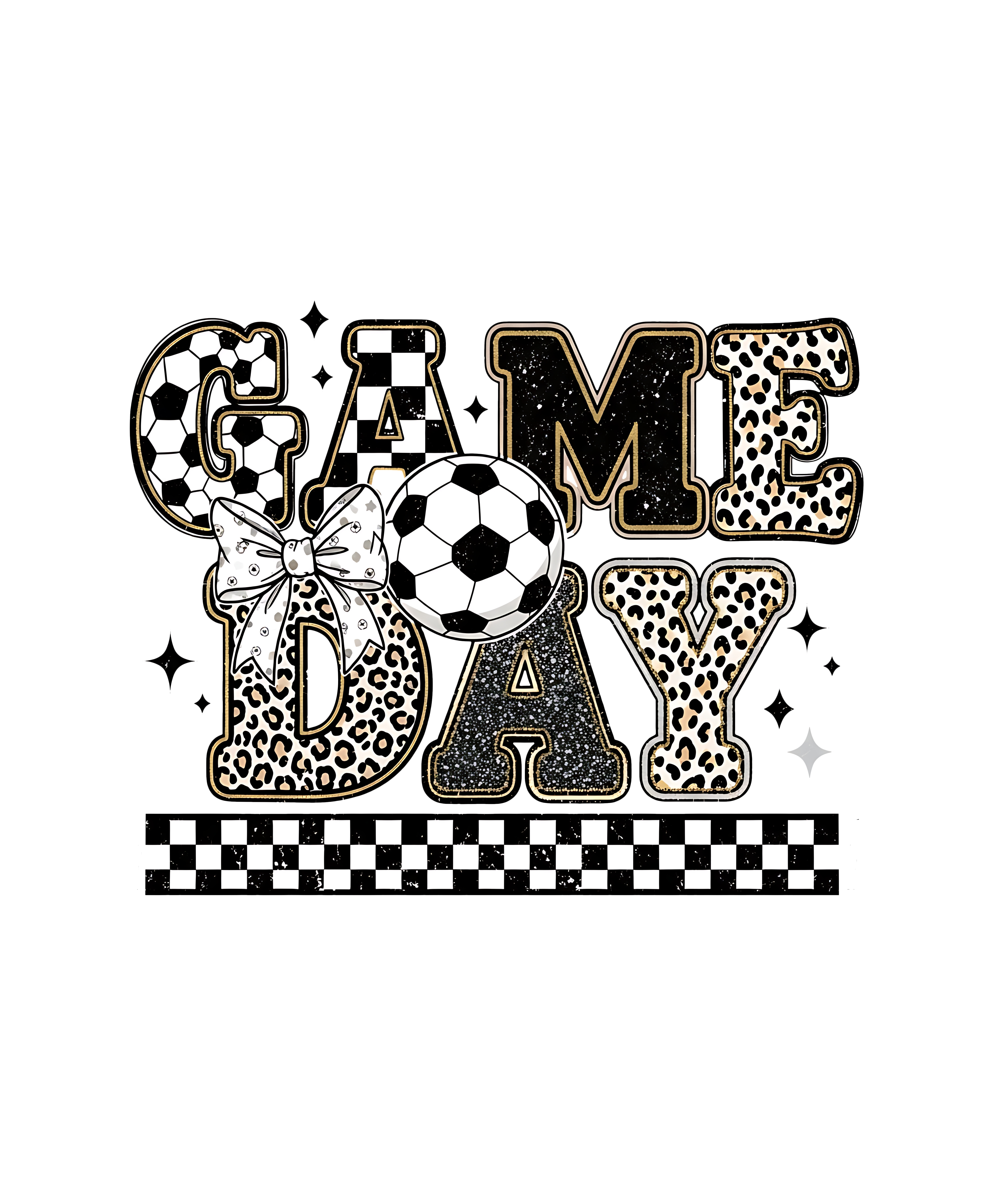 Soccer Game Day Leopard Bow DTF Transfer