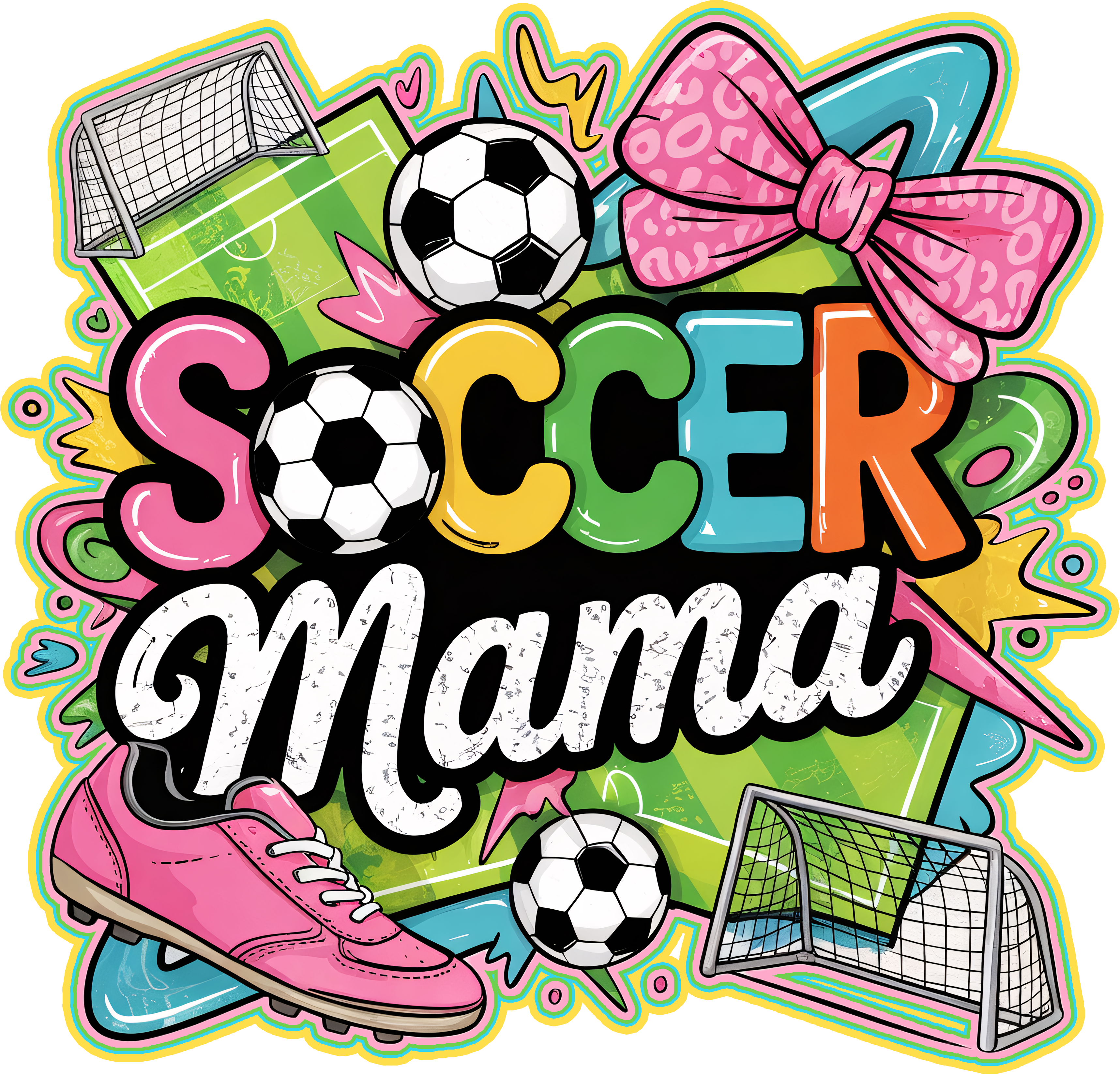 Colorful Soccer Mama DTF Transfer