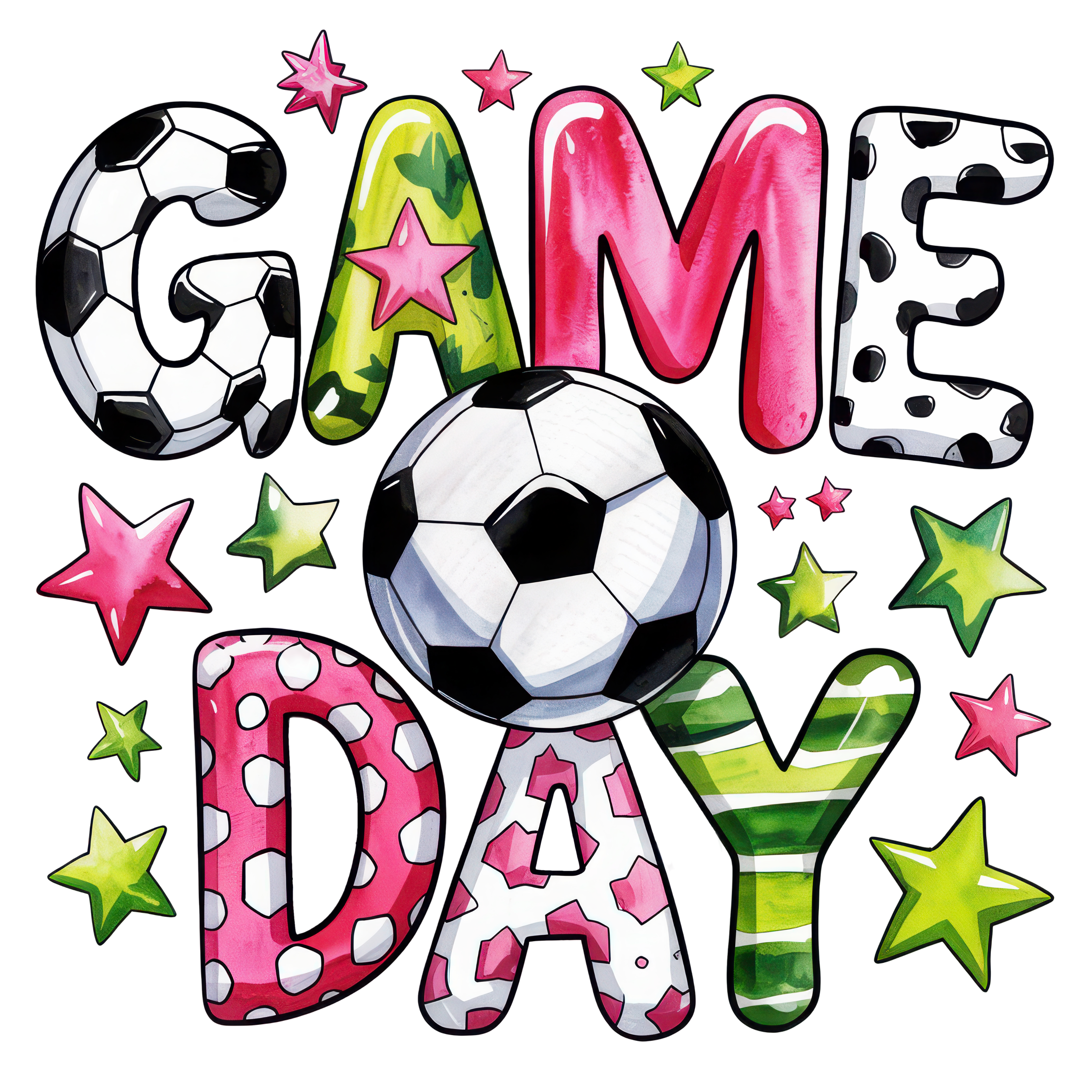 Colorful Soccer Game Day DTF Transfer