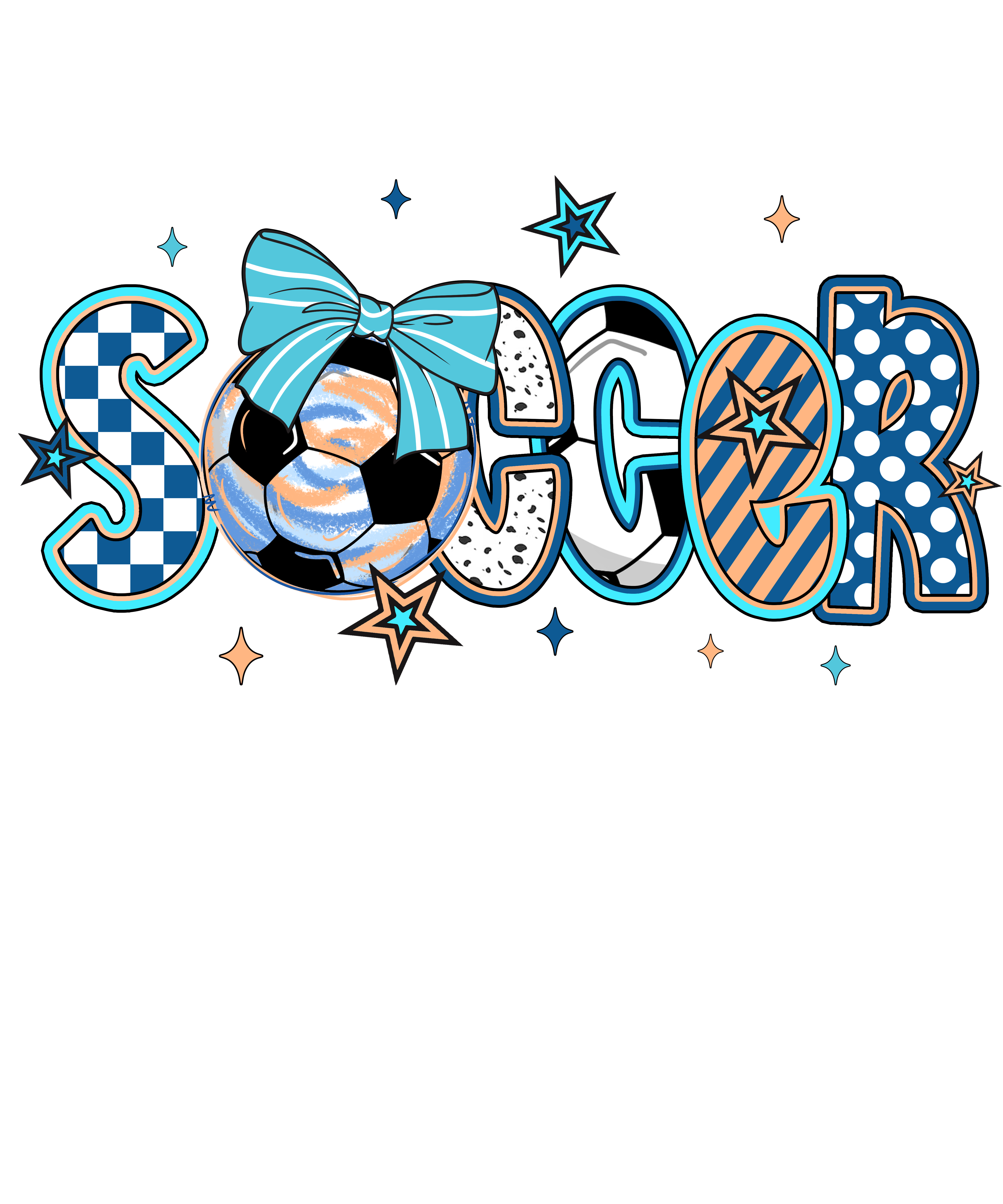 Colorful Soccer Bow DTF Transfer