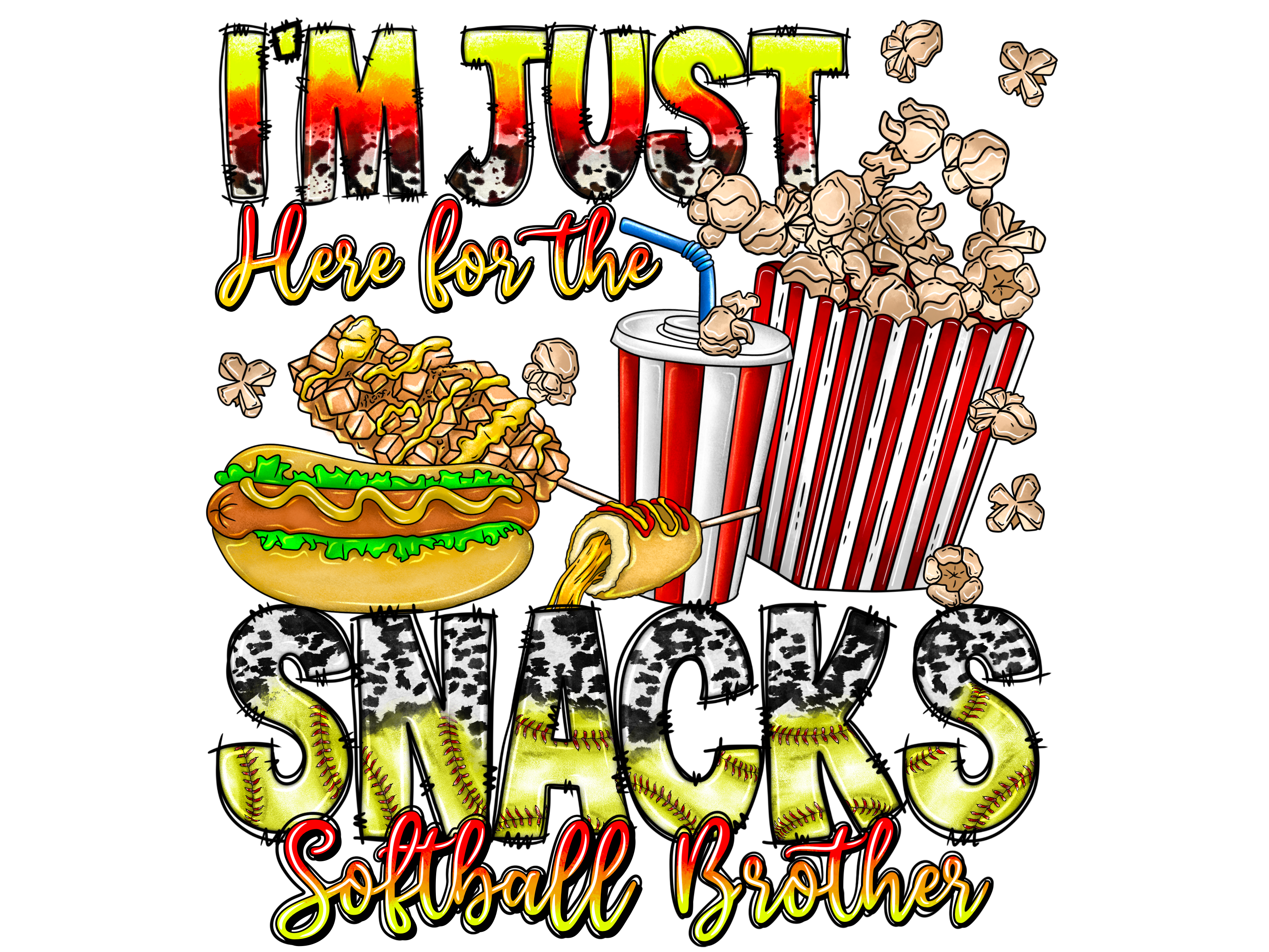 Softball Brother Game Day Snacks DTF Transfer