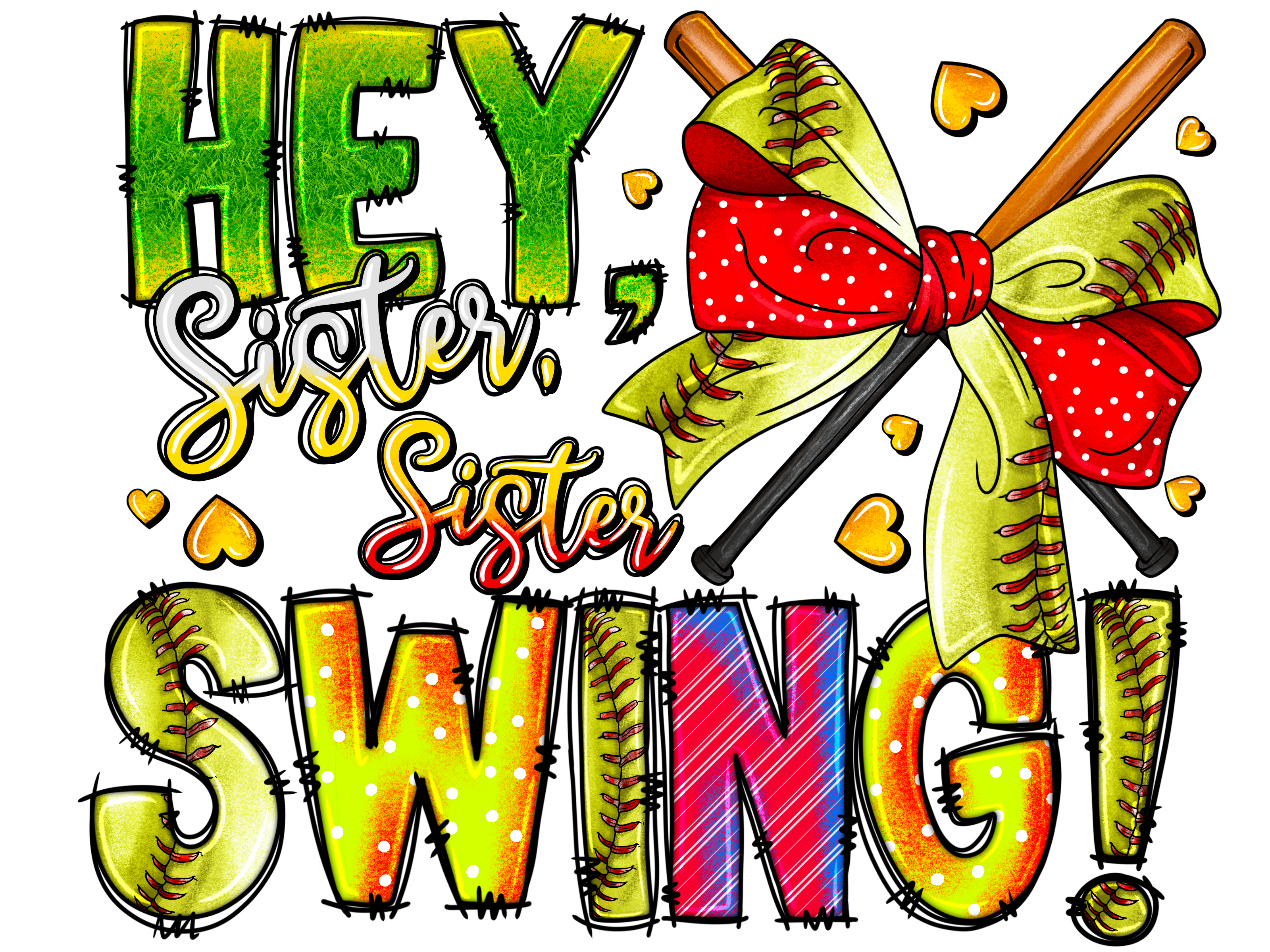 Softball Sister Swing DTF Transfer