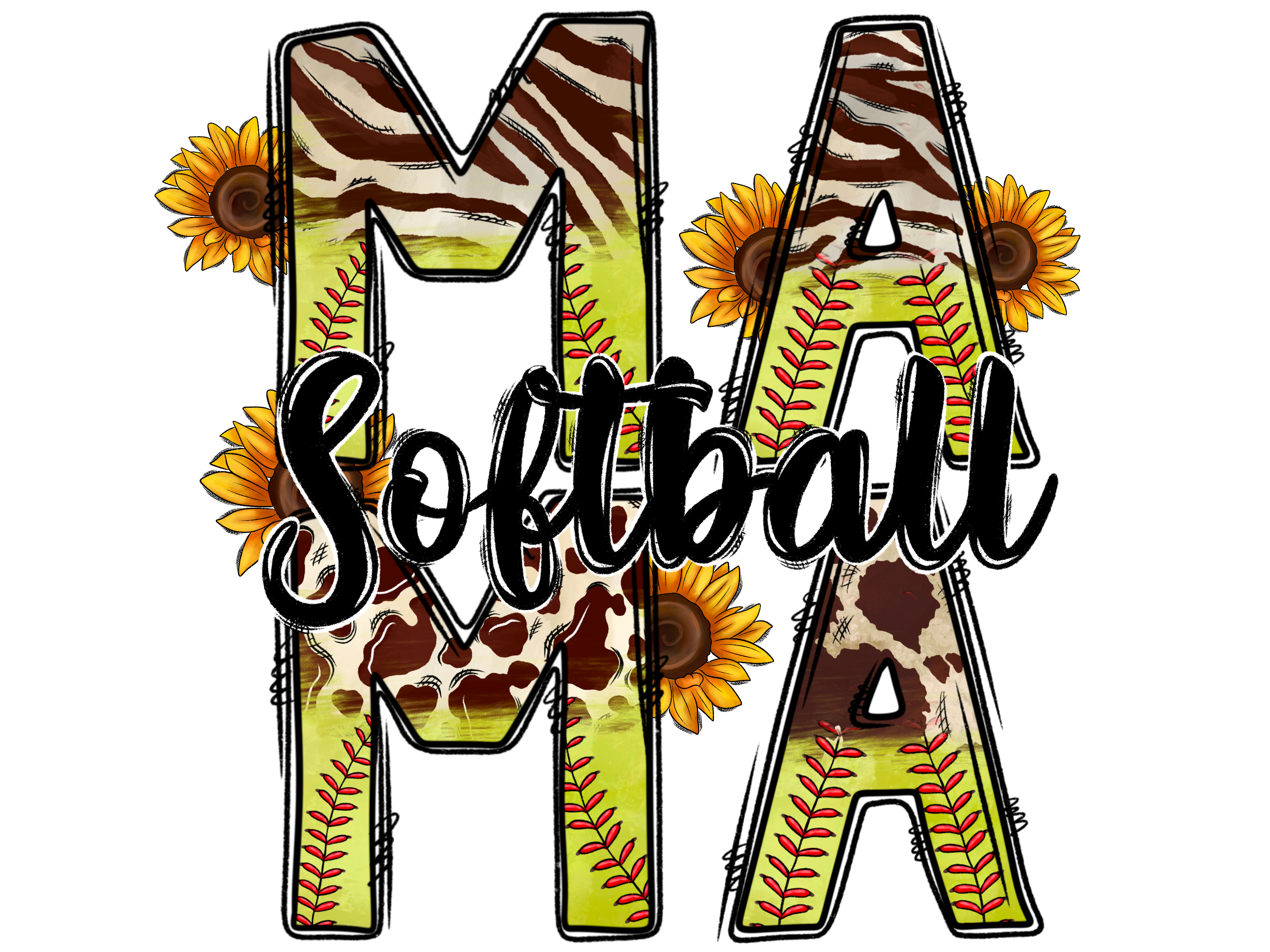 Softball Mama Sunflower DTF Transfer