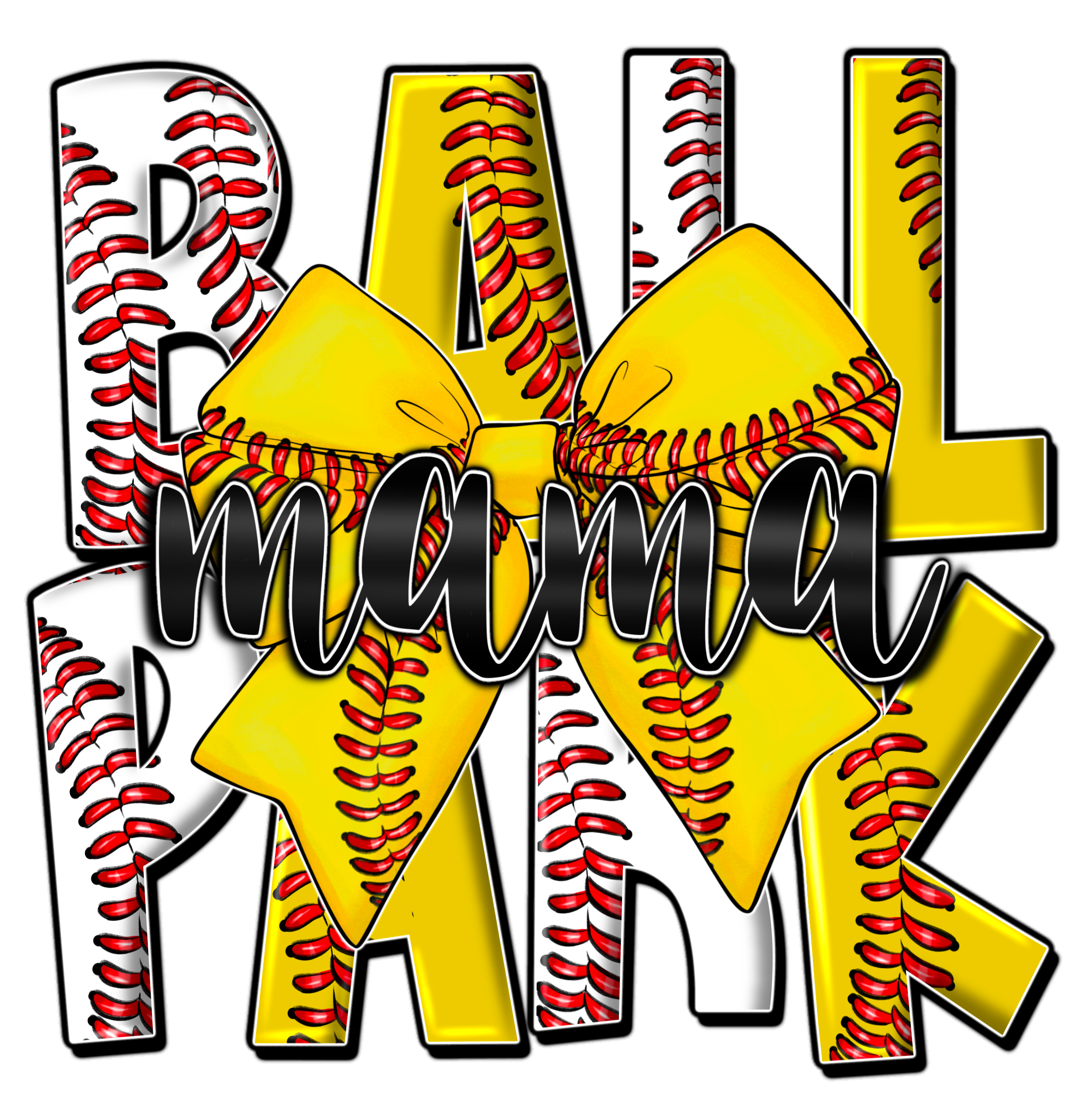 Softball Ball Mama Bow DTF Transfer