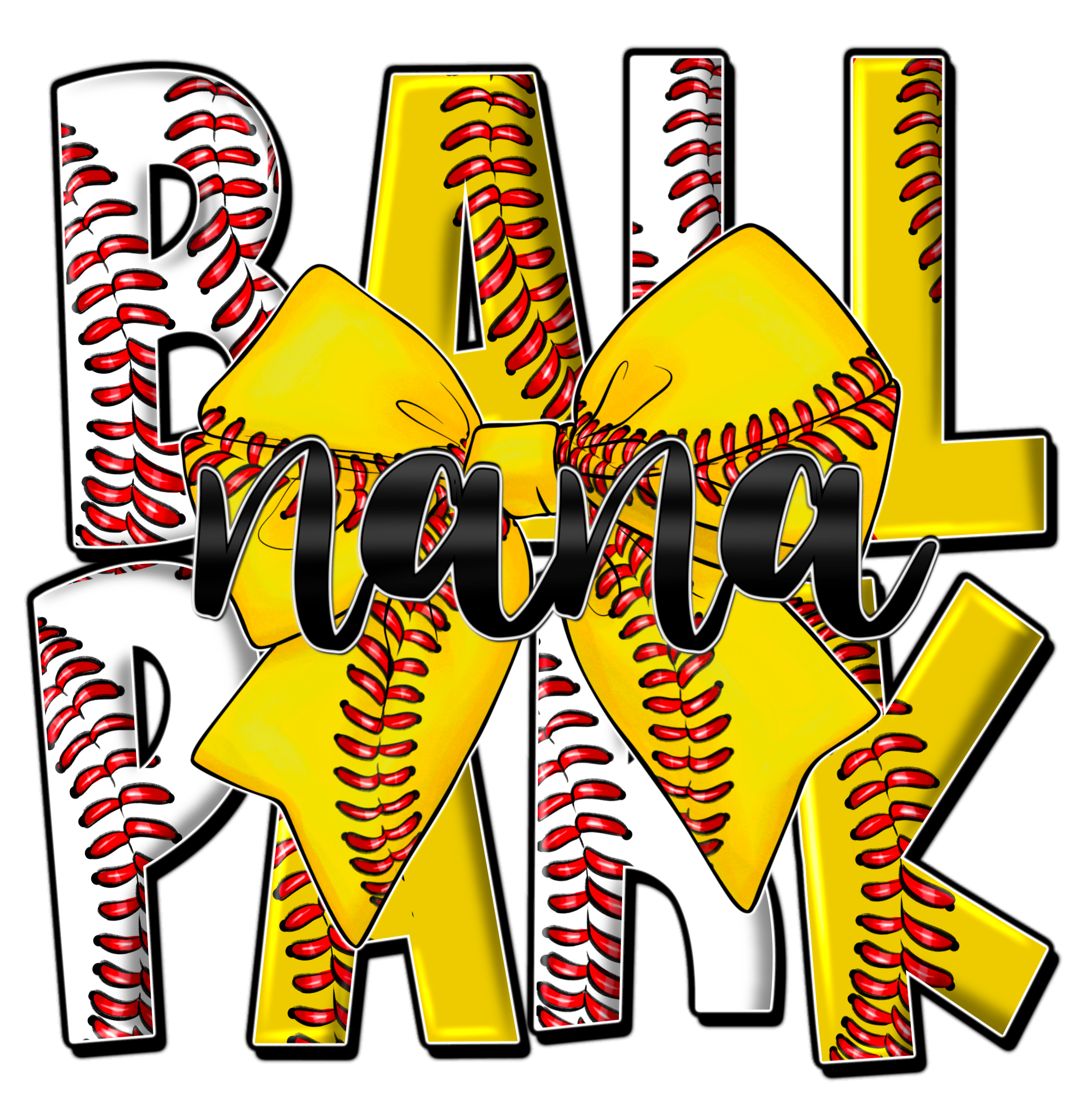 Softball Ball Nana Bow DTF Transfer