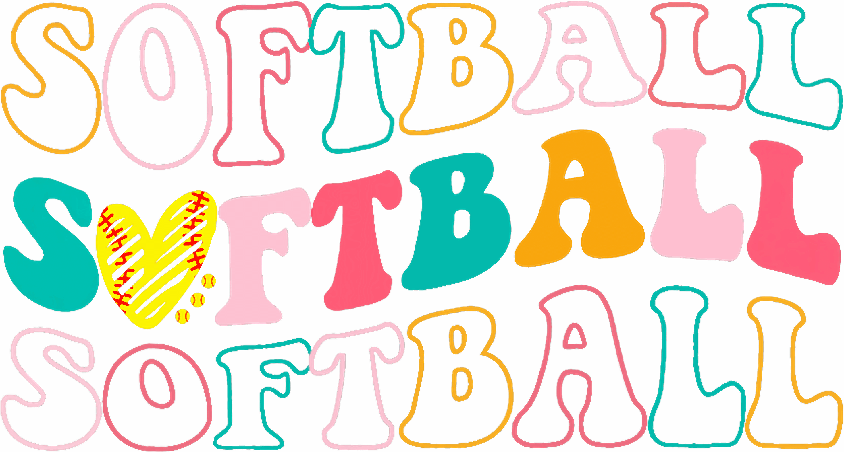 Colorful Softball DTF Transfer