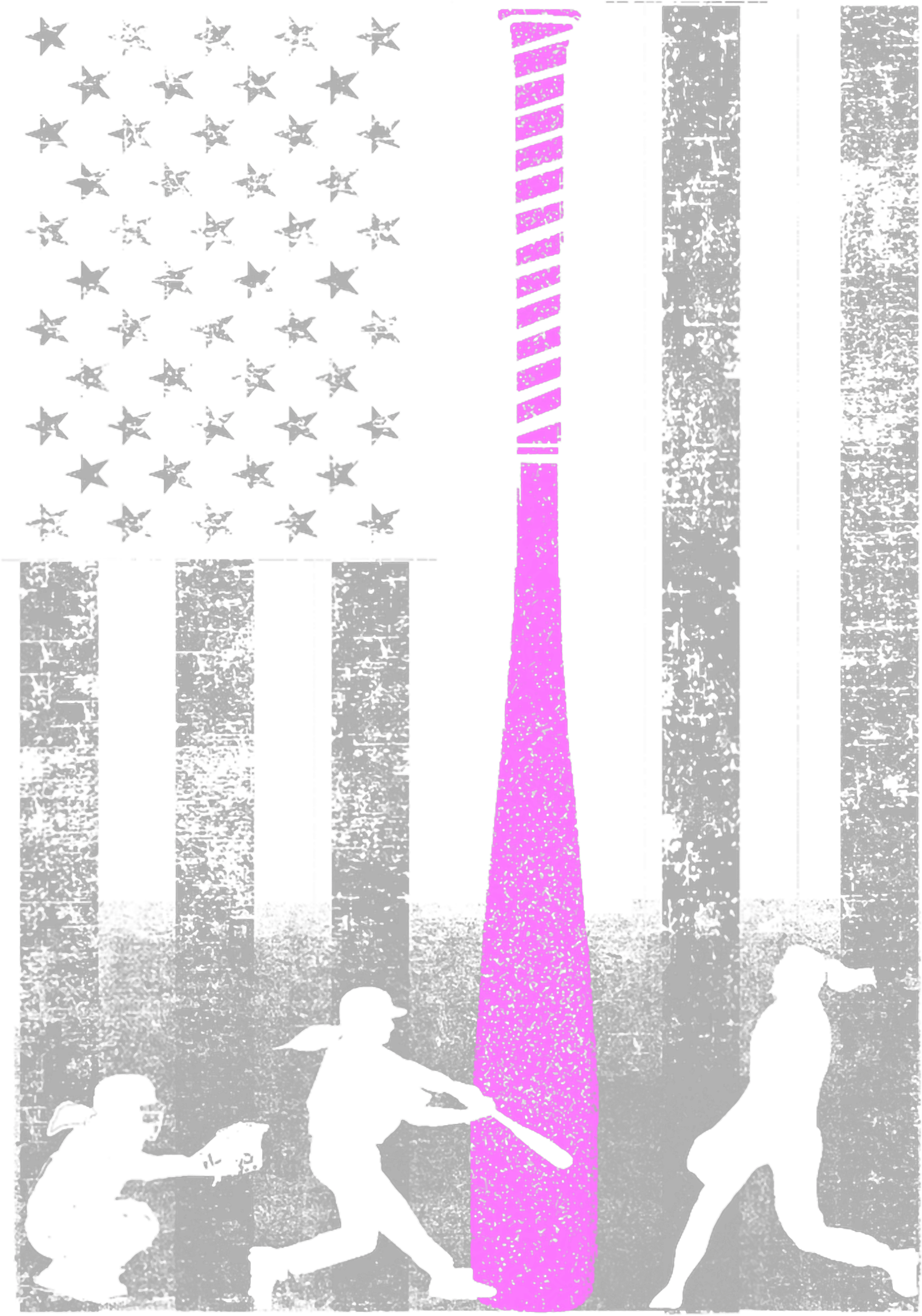 American Flag Pink Softball Bat DTF Transfer