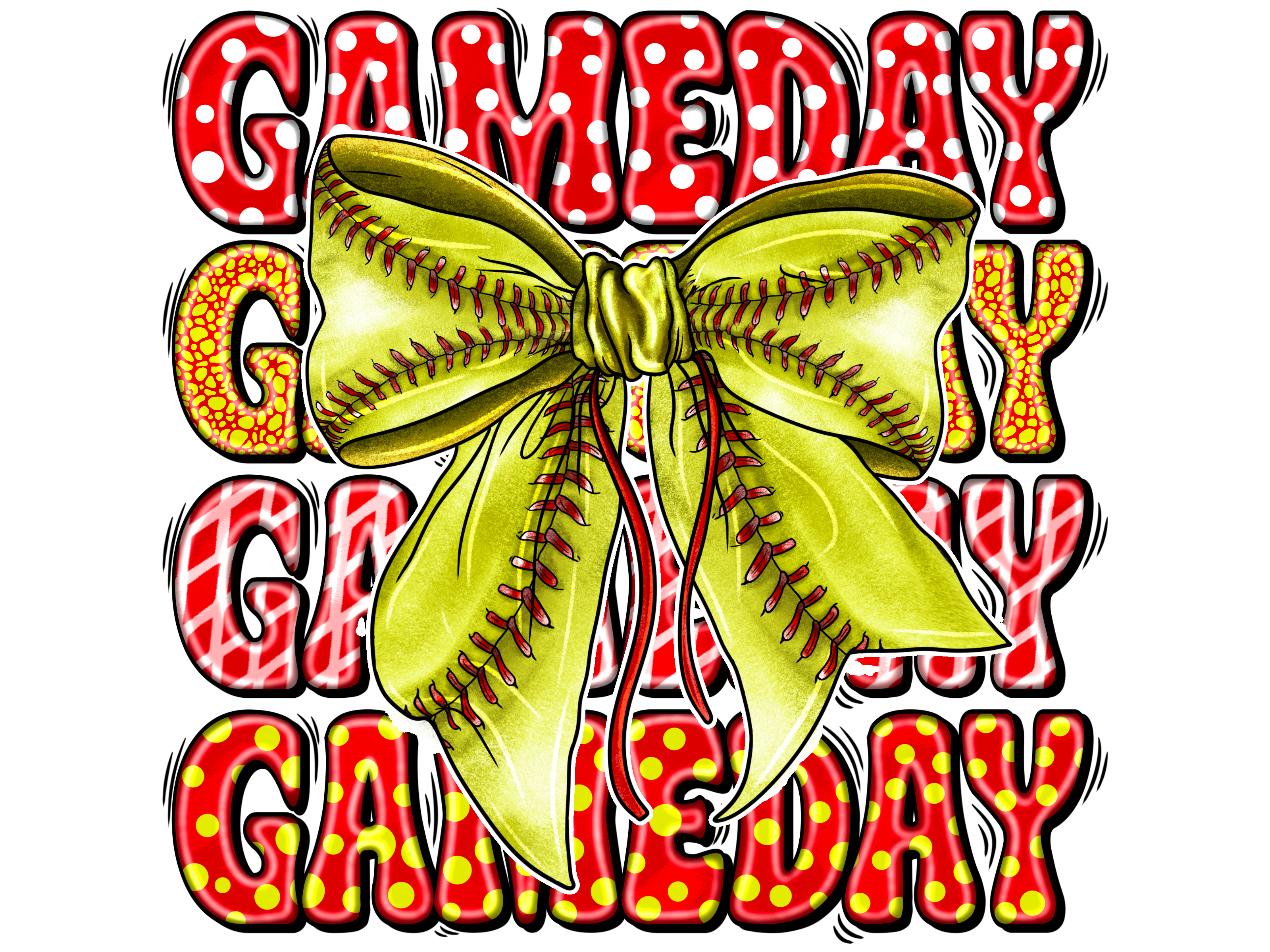 Softball Game Day Bow DTF Transfer