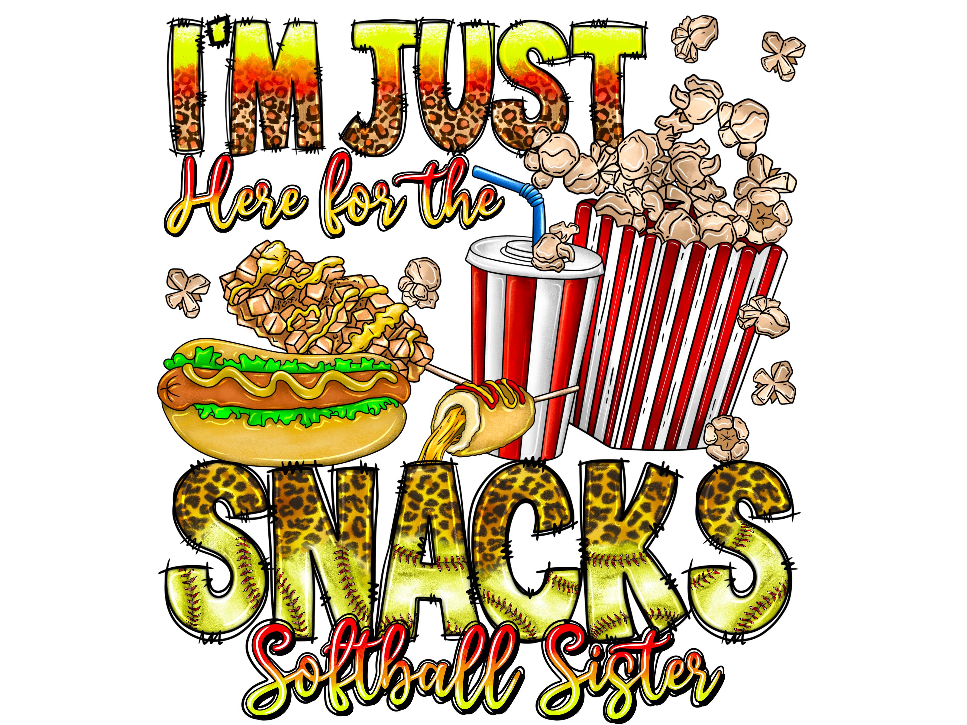 Softball Sister Game Day Snacks DTF Transfer