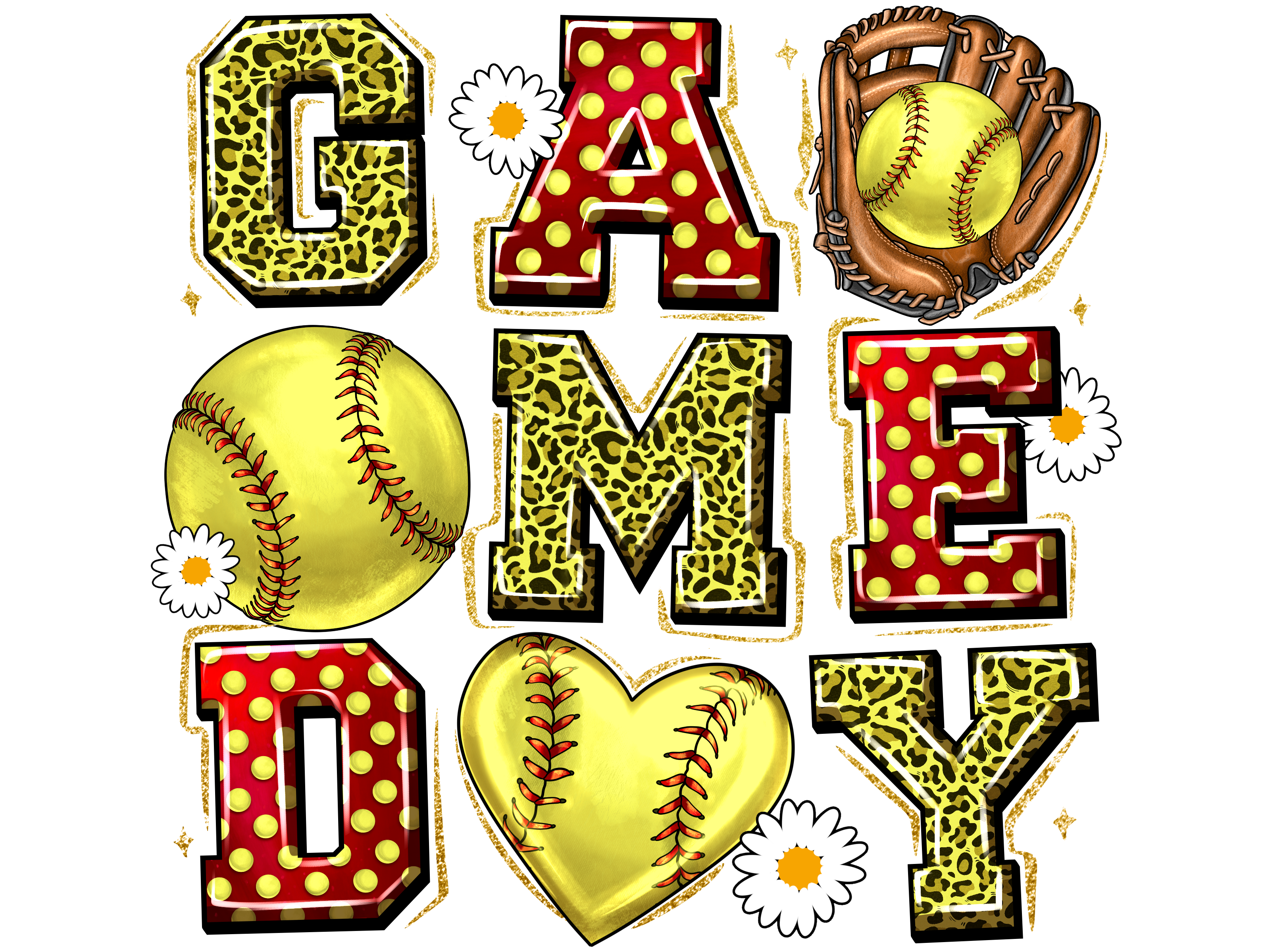 Softball Game Day Love DTF Transfer