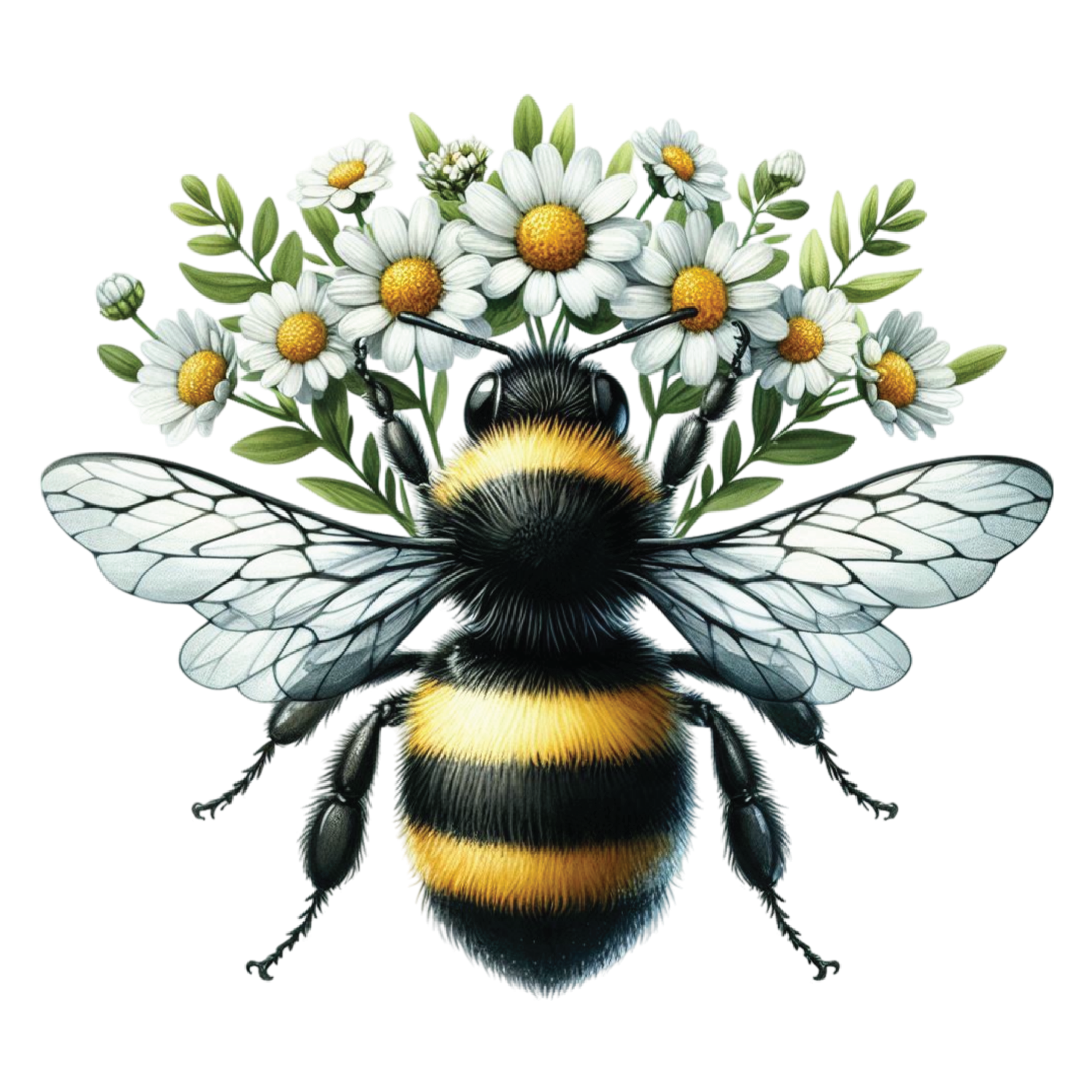 Bumblebee With White Daisies DTF Transfer