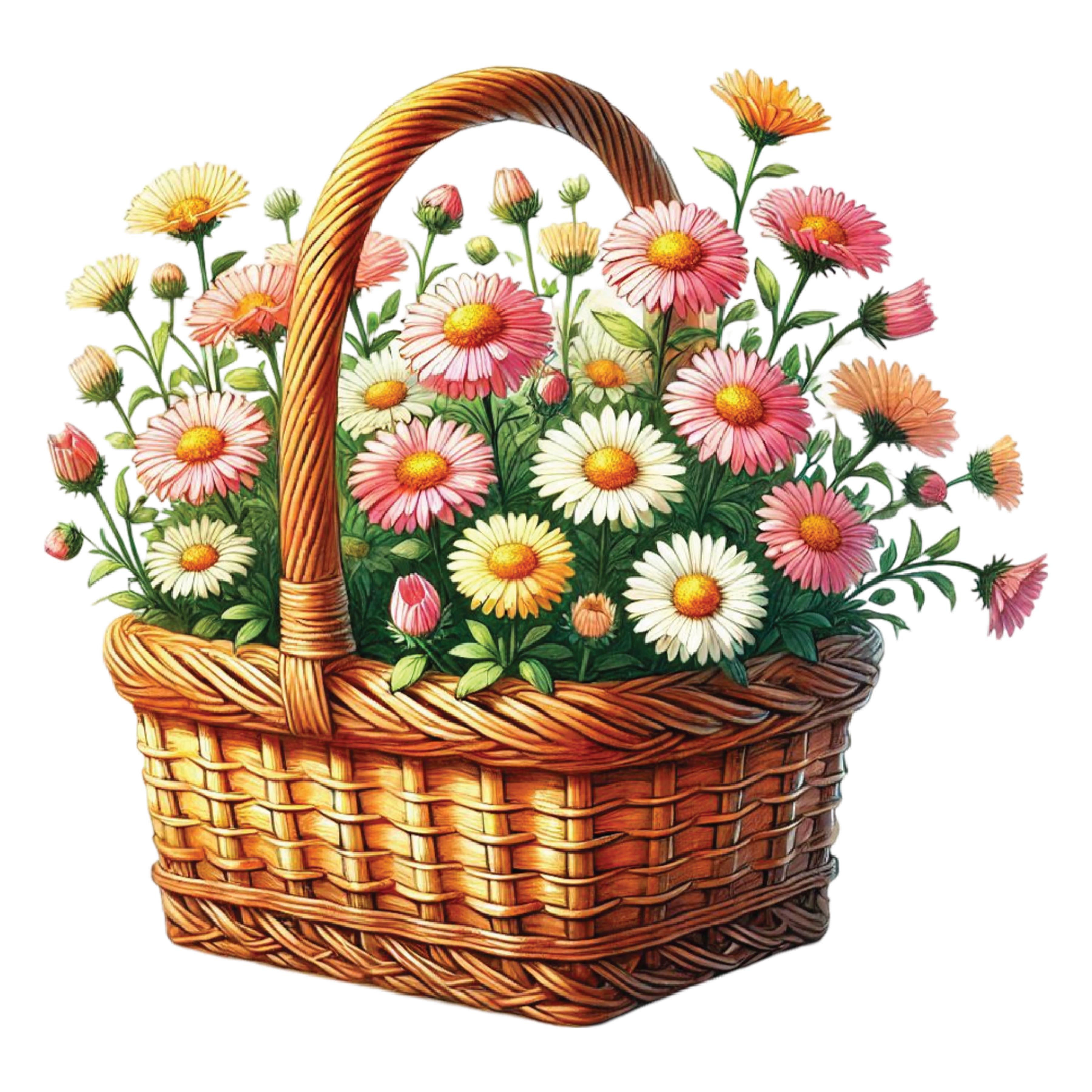 Spring Daisy Flower Basket DTF Transfer