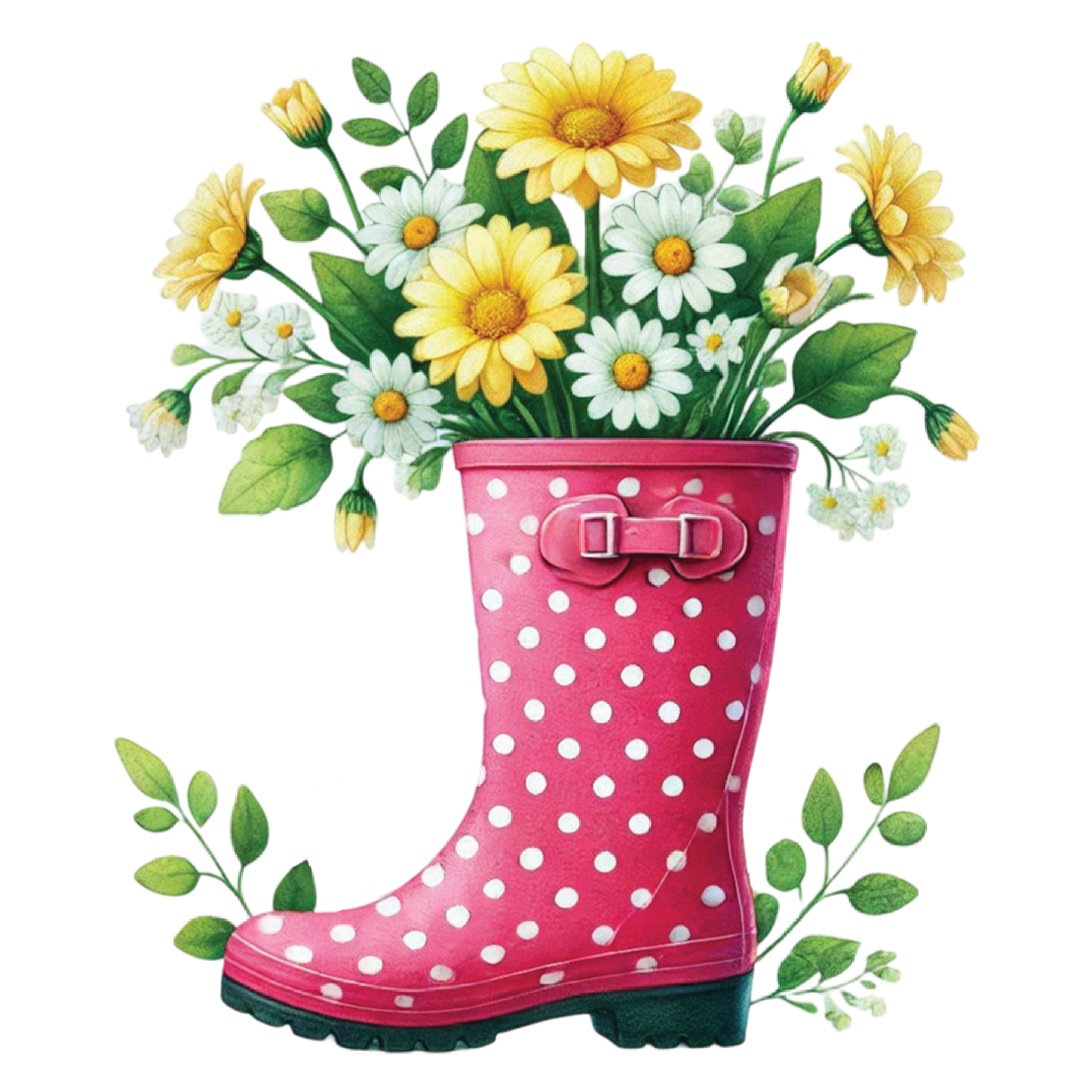 Yellow Daisy Rain Boot DTF Transfer