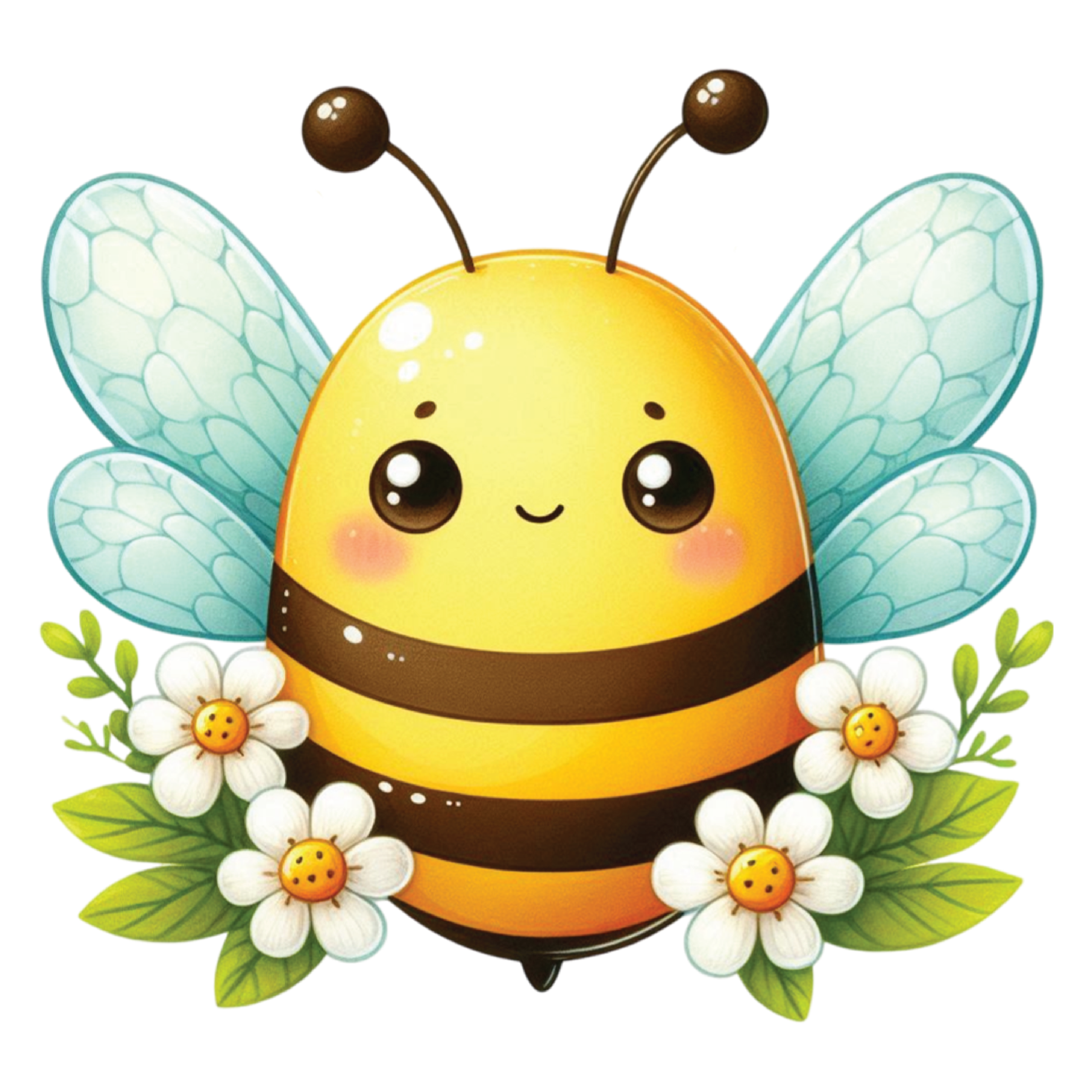 Cute Bumblebee With Flowers DTF Transfer