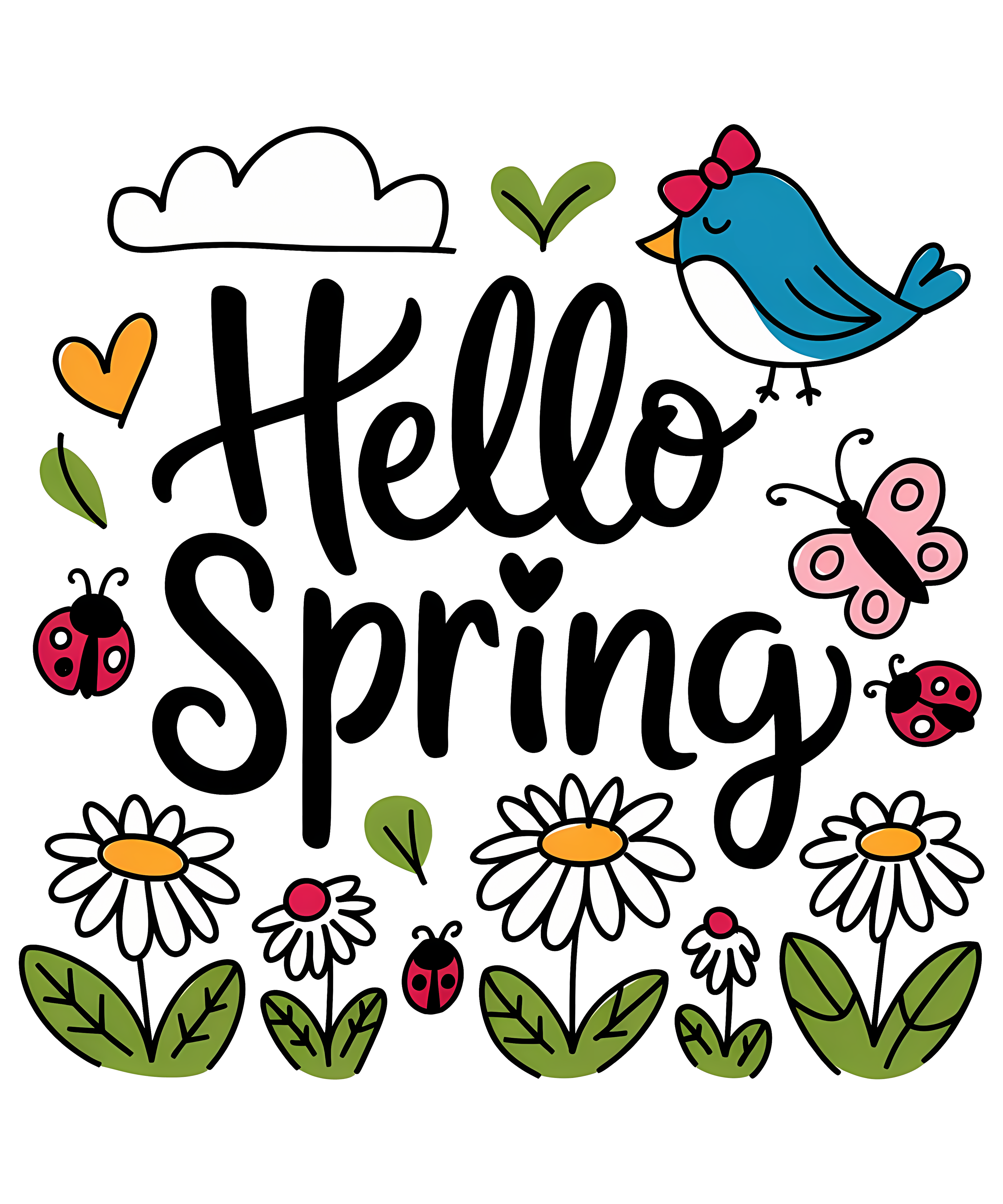 Bluebird Butterfly And Daisy DTF Transfer