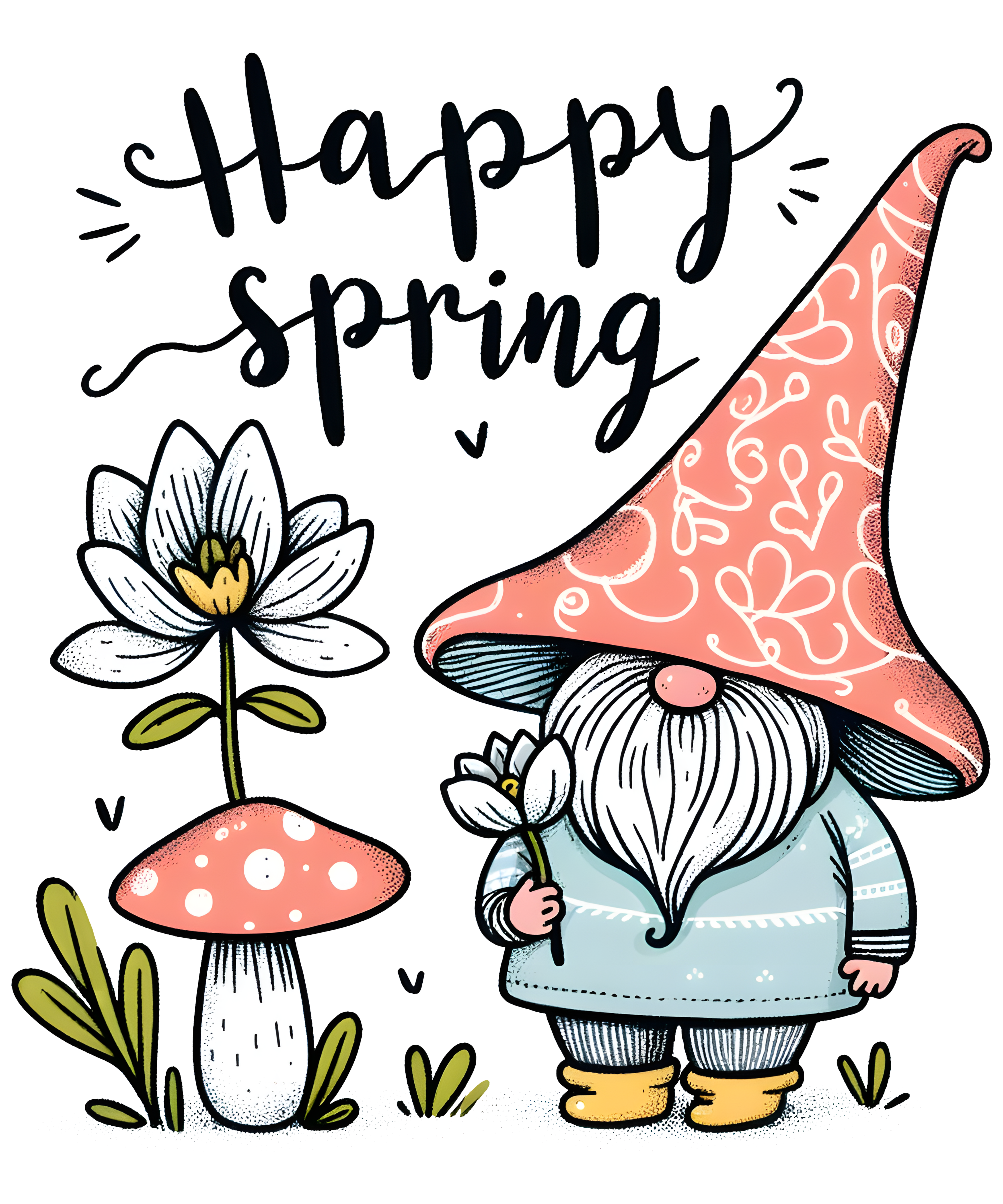 Happy Spring Garden Gnome DTF Transfer
