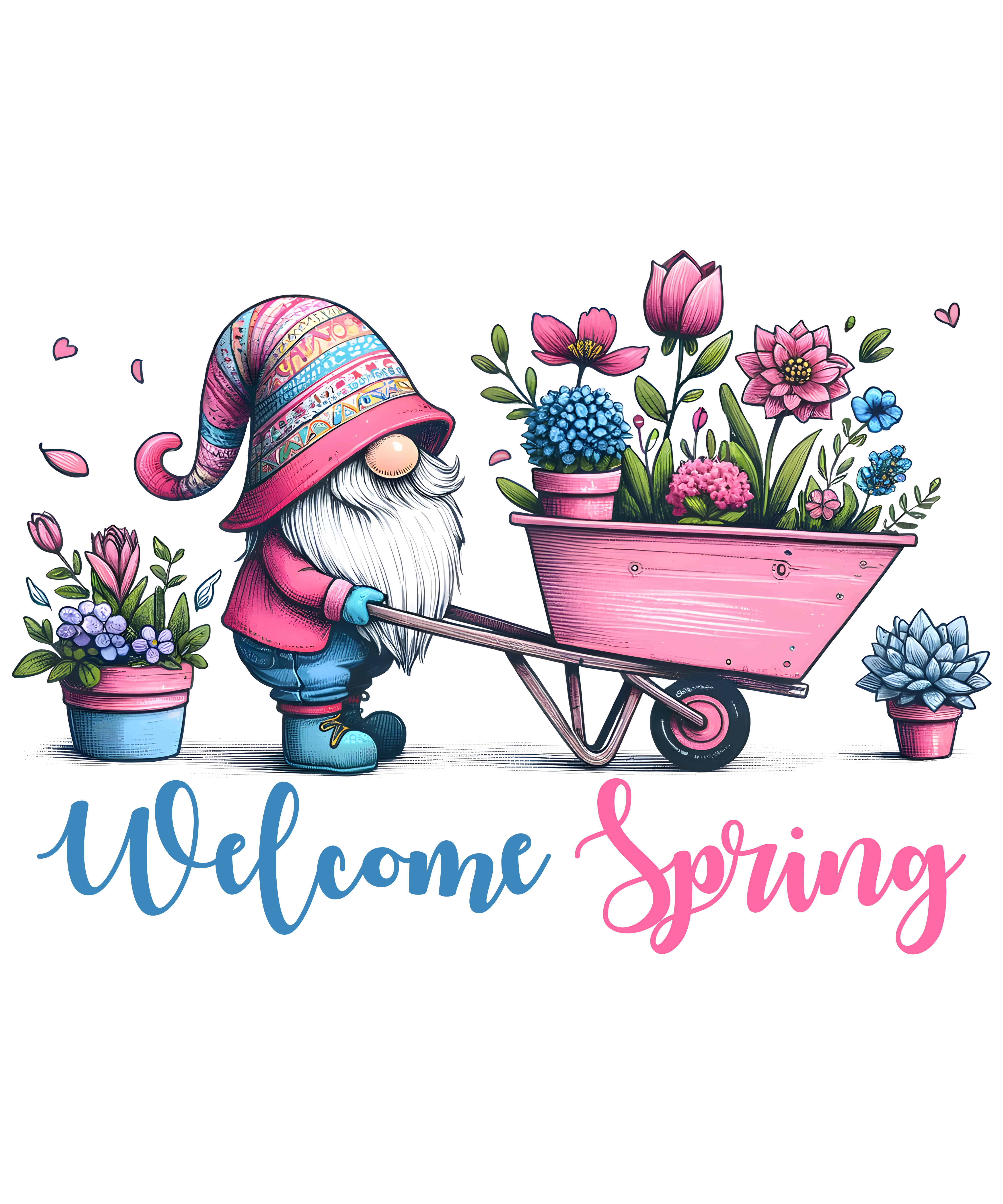 Welcome Spring Garden Gnome DTF Transfer