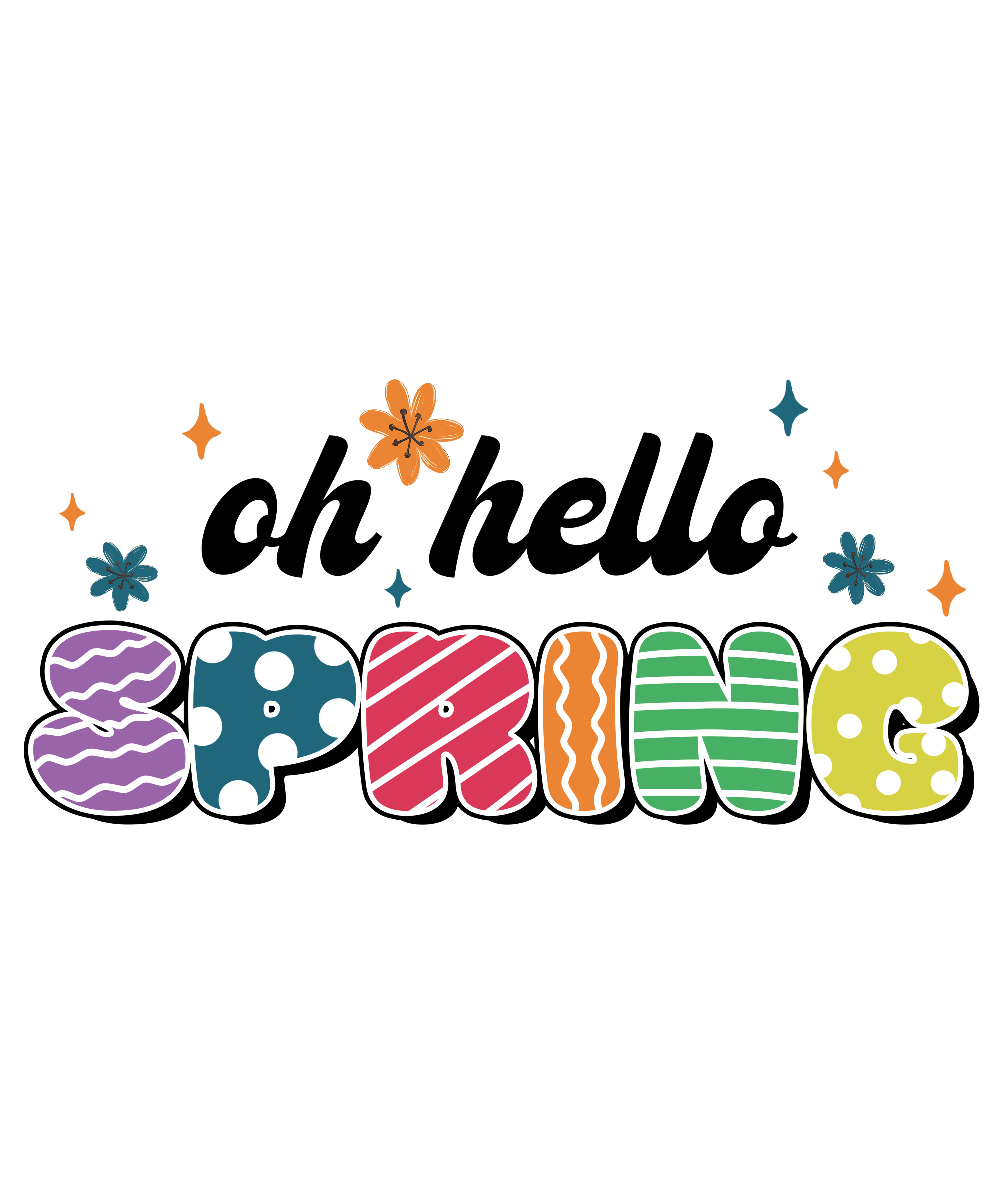 Colorful Oh Hello Spring DTF Transfer
