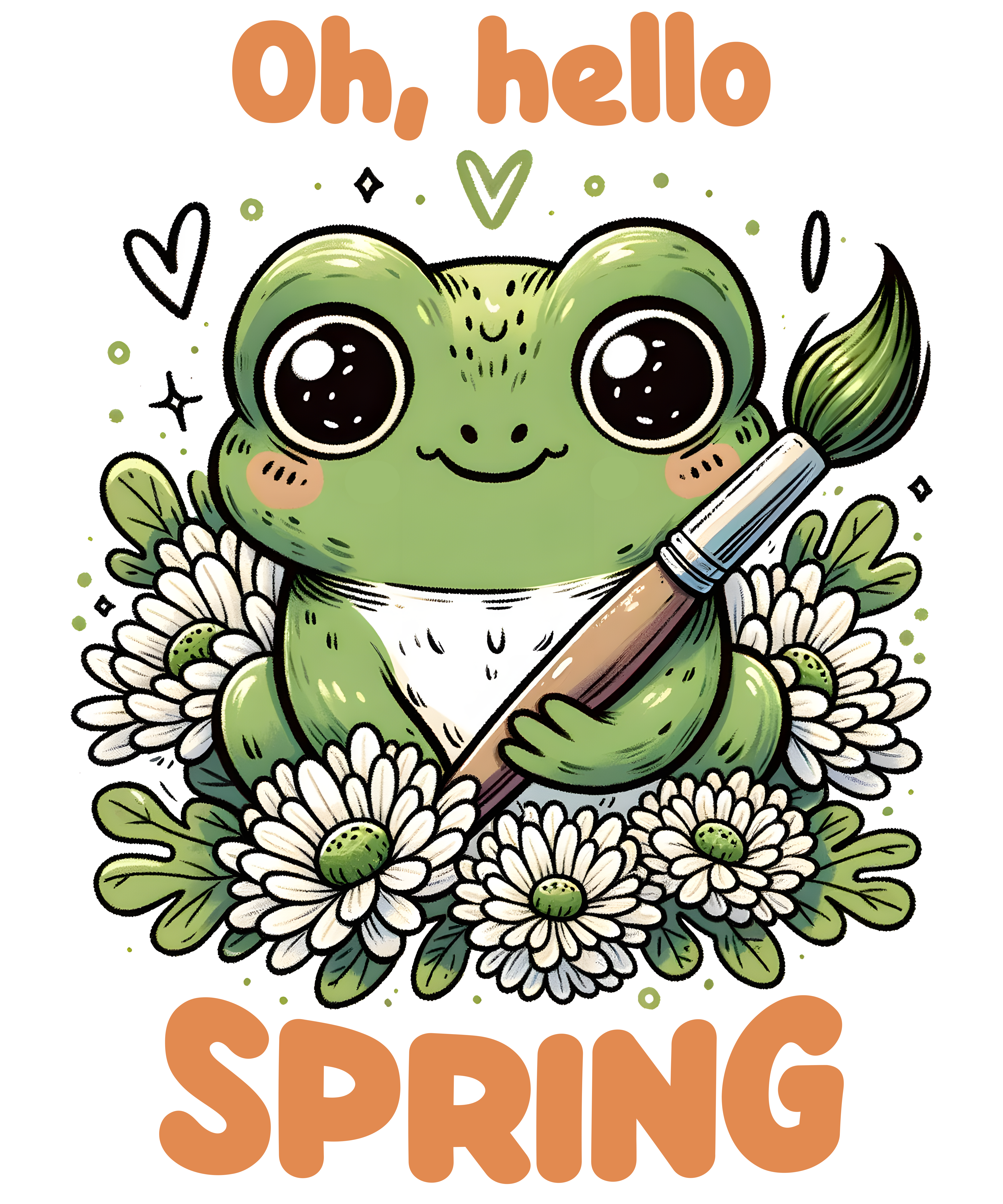 Oh Hello Spring Cute Frog DTF Transfer