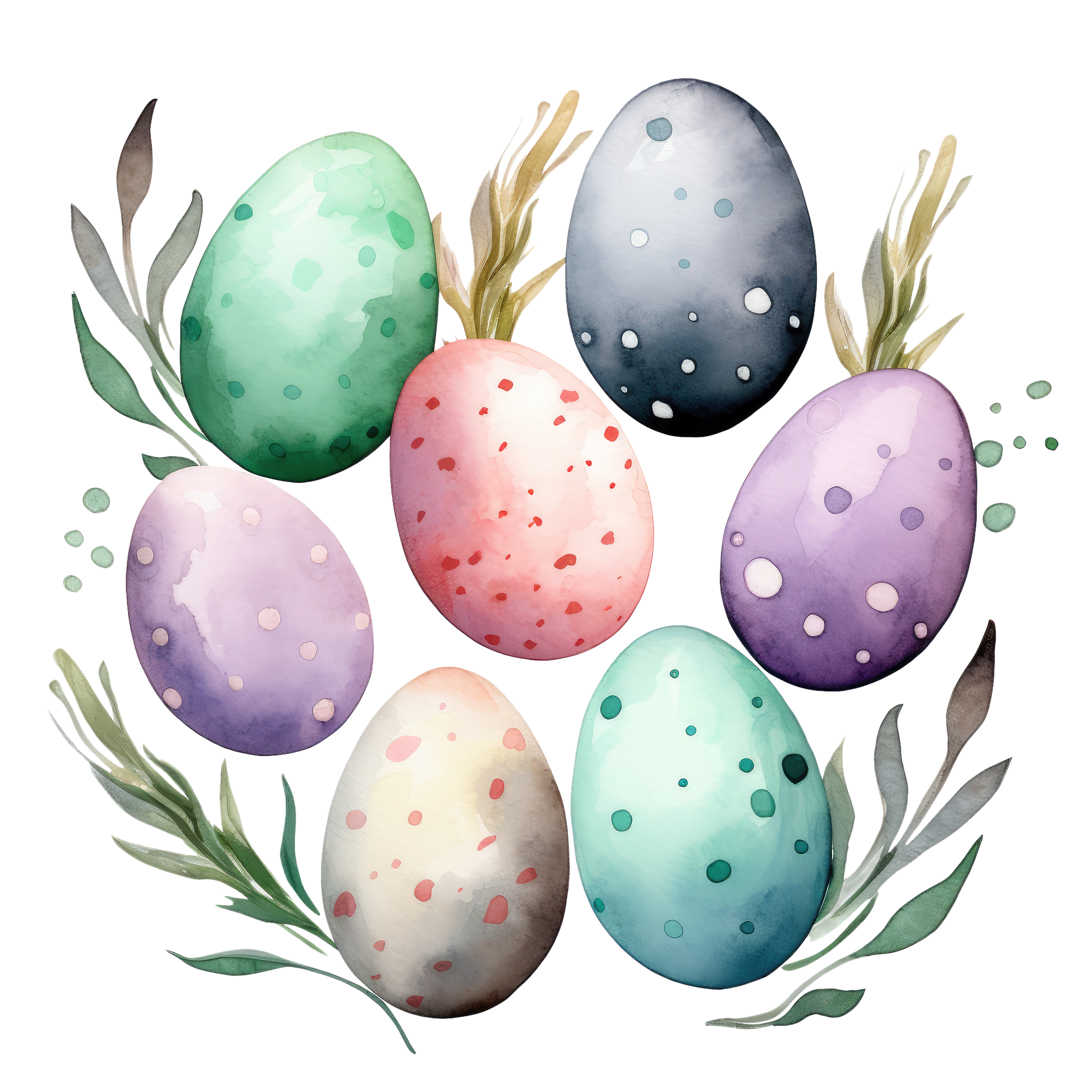 Colorful Watercolor Easter Eggs DTF Transfer