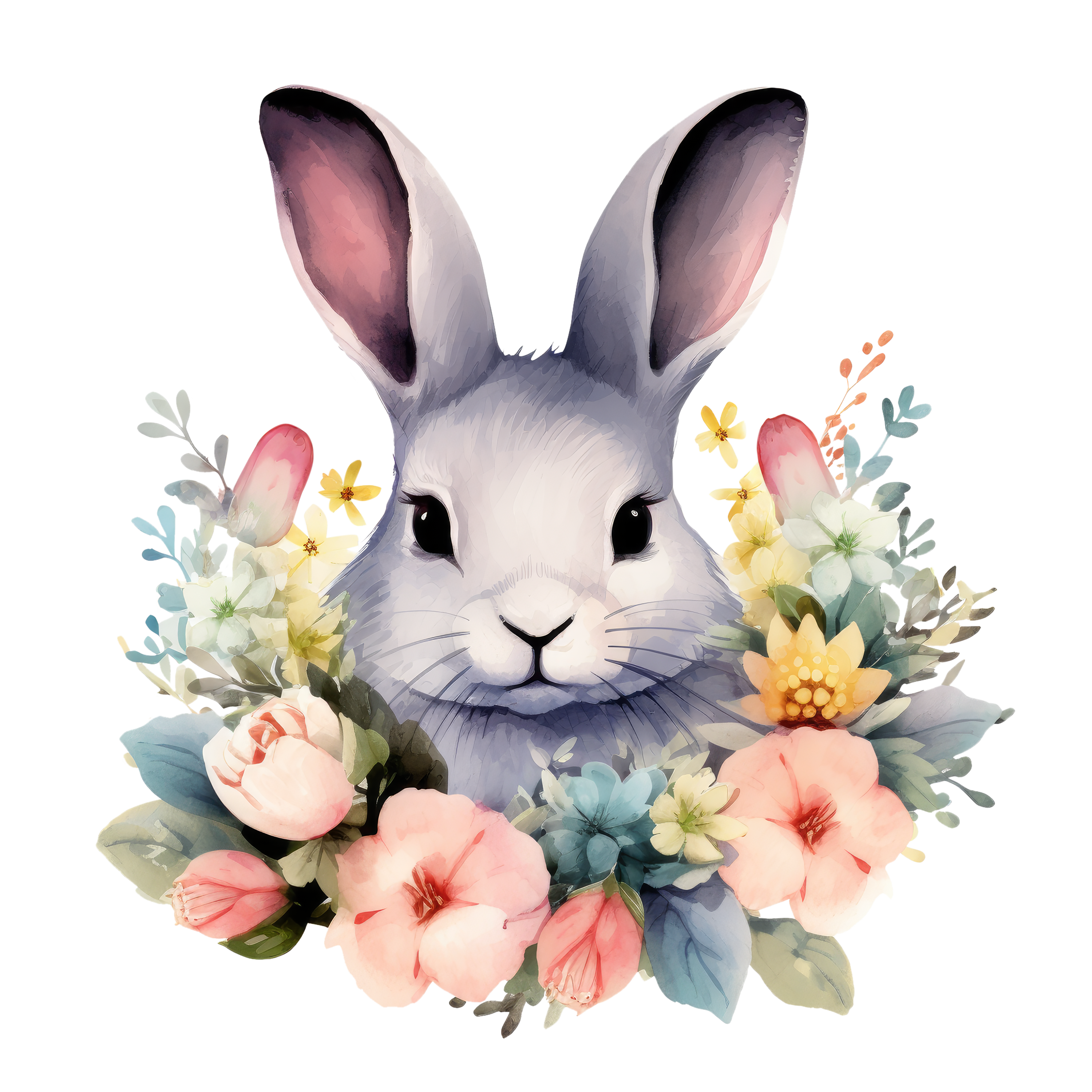 Spring Bunny Floral Wreath DTF Transfer