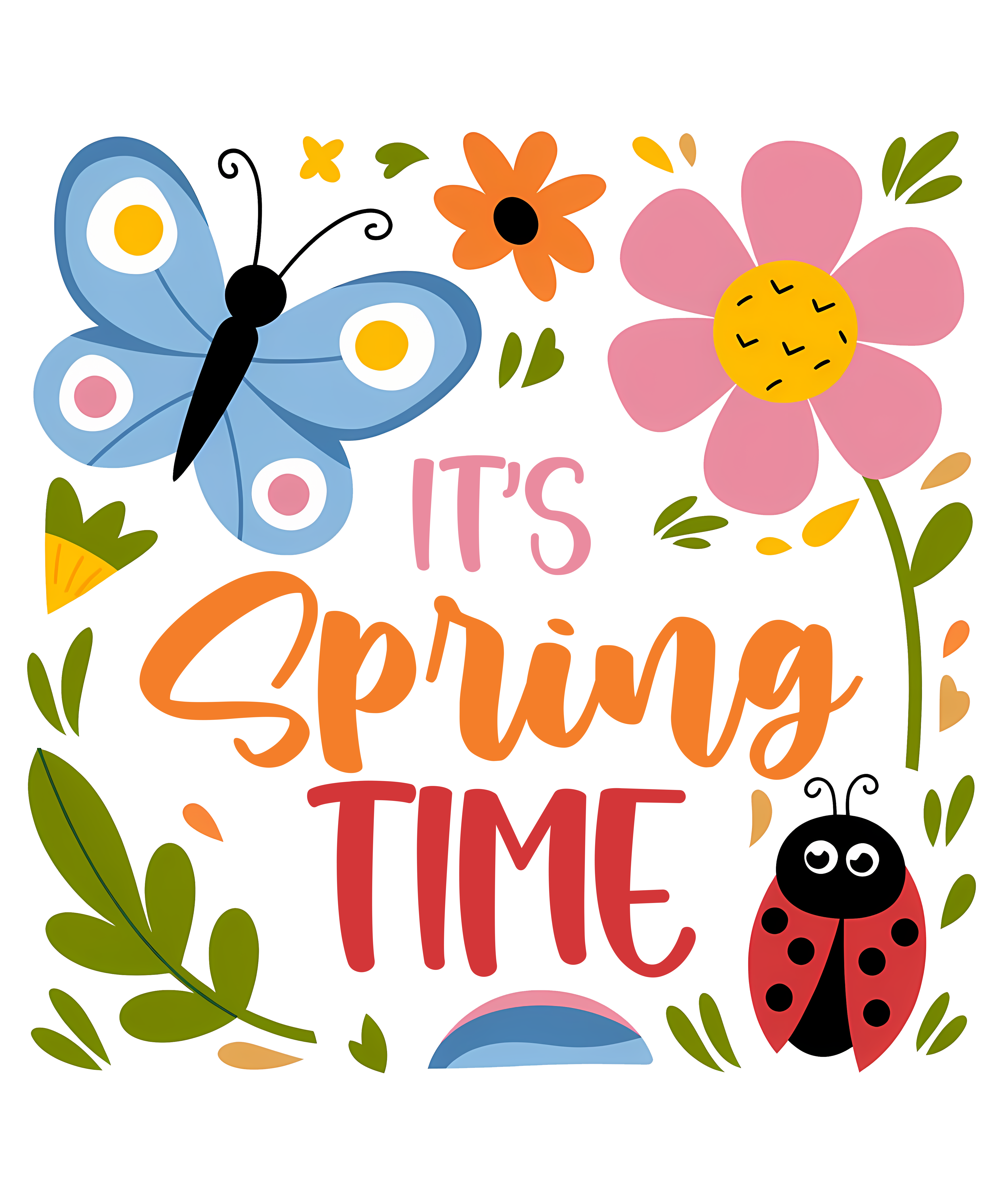 Its Spring Time Butterfly And Ladybug DTF Transfer