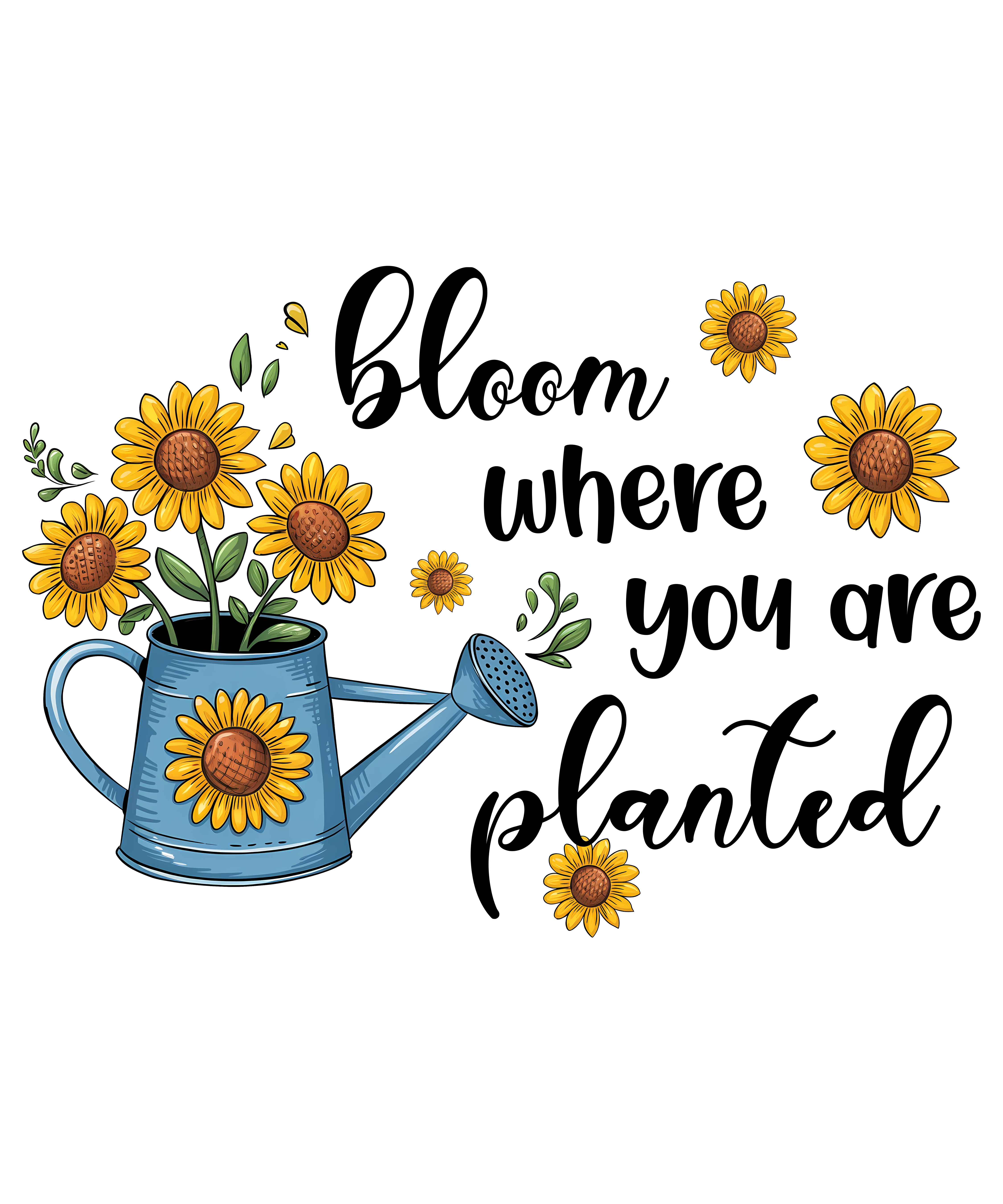 Sunflower Watering Can DTF Transfer
