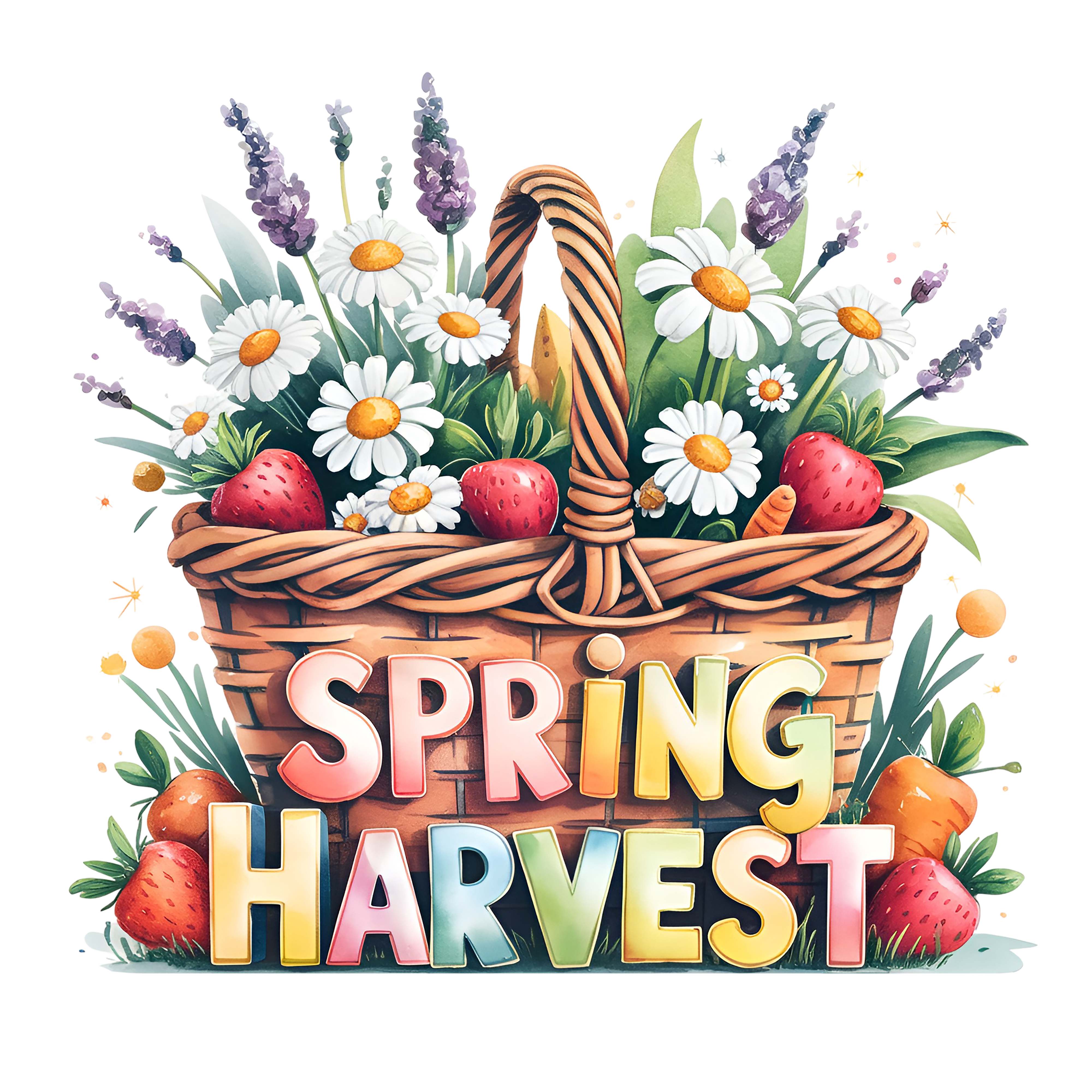 Spring Harvest Flower Basket DTF Transfer