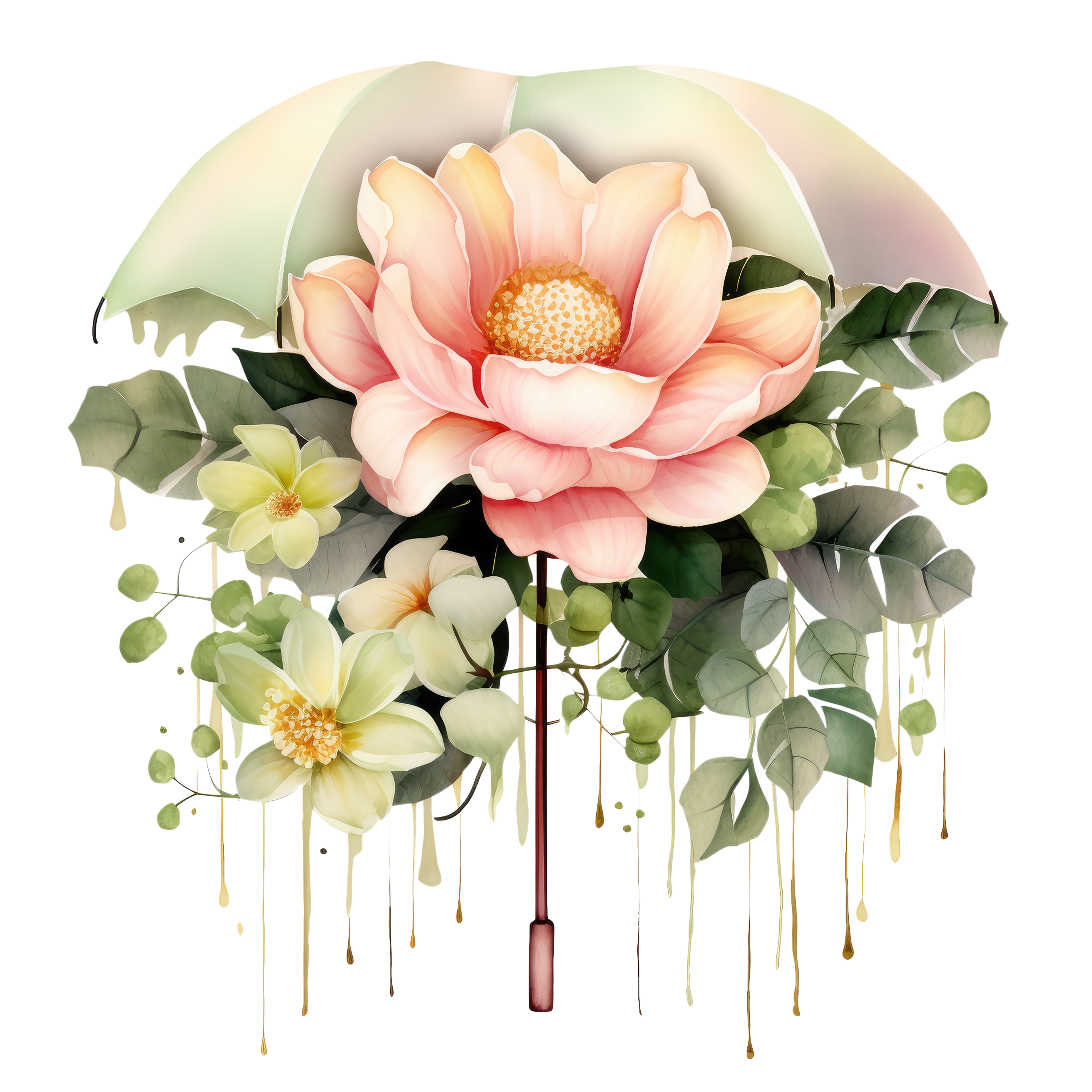 Pink Lotus Floral Umbrella DTF Transfer