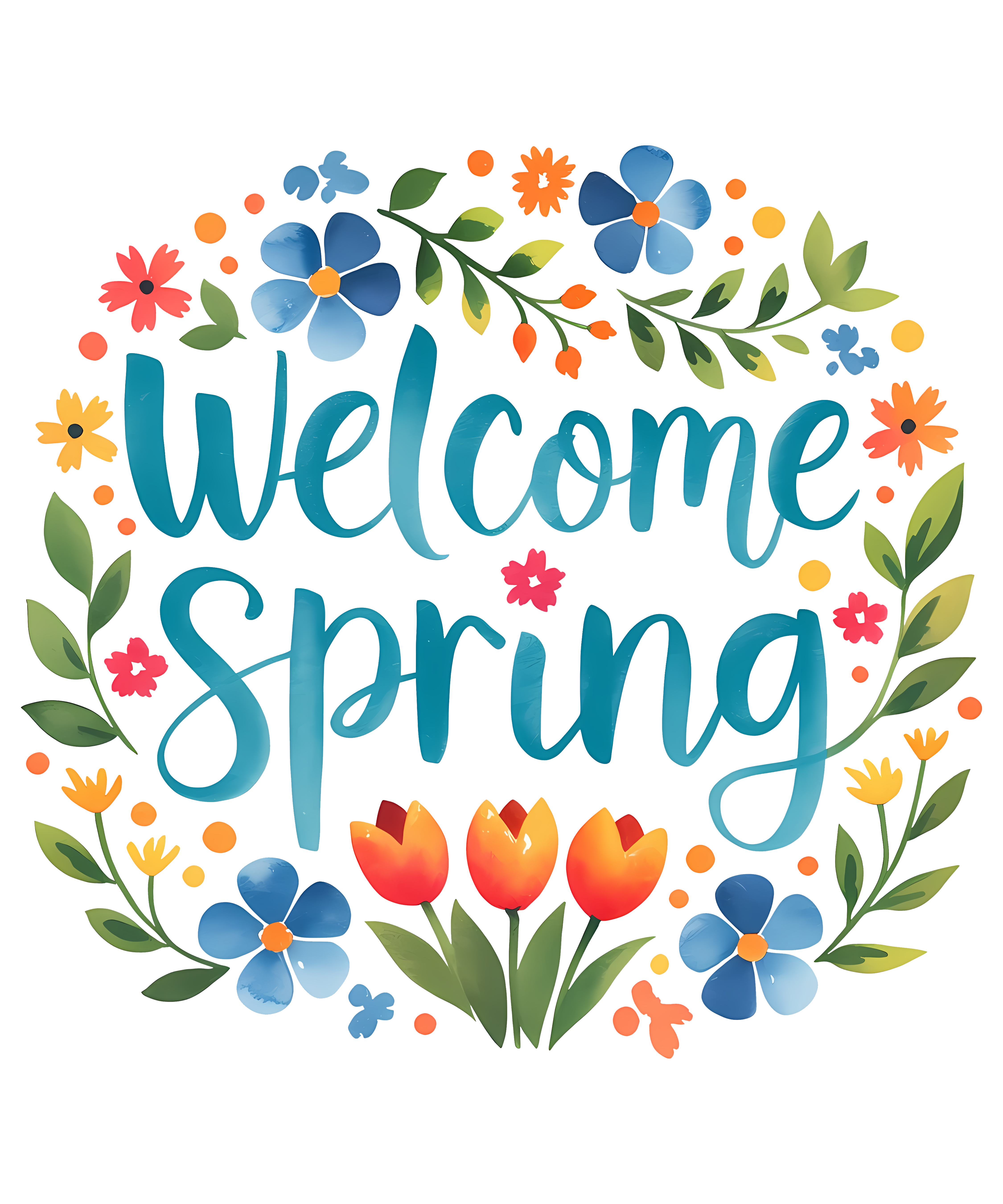 Welcome Spring Floral Wreath DTF Transfer