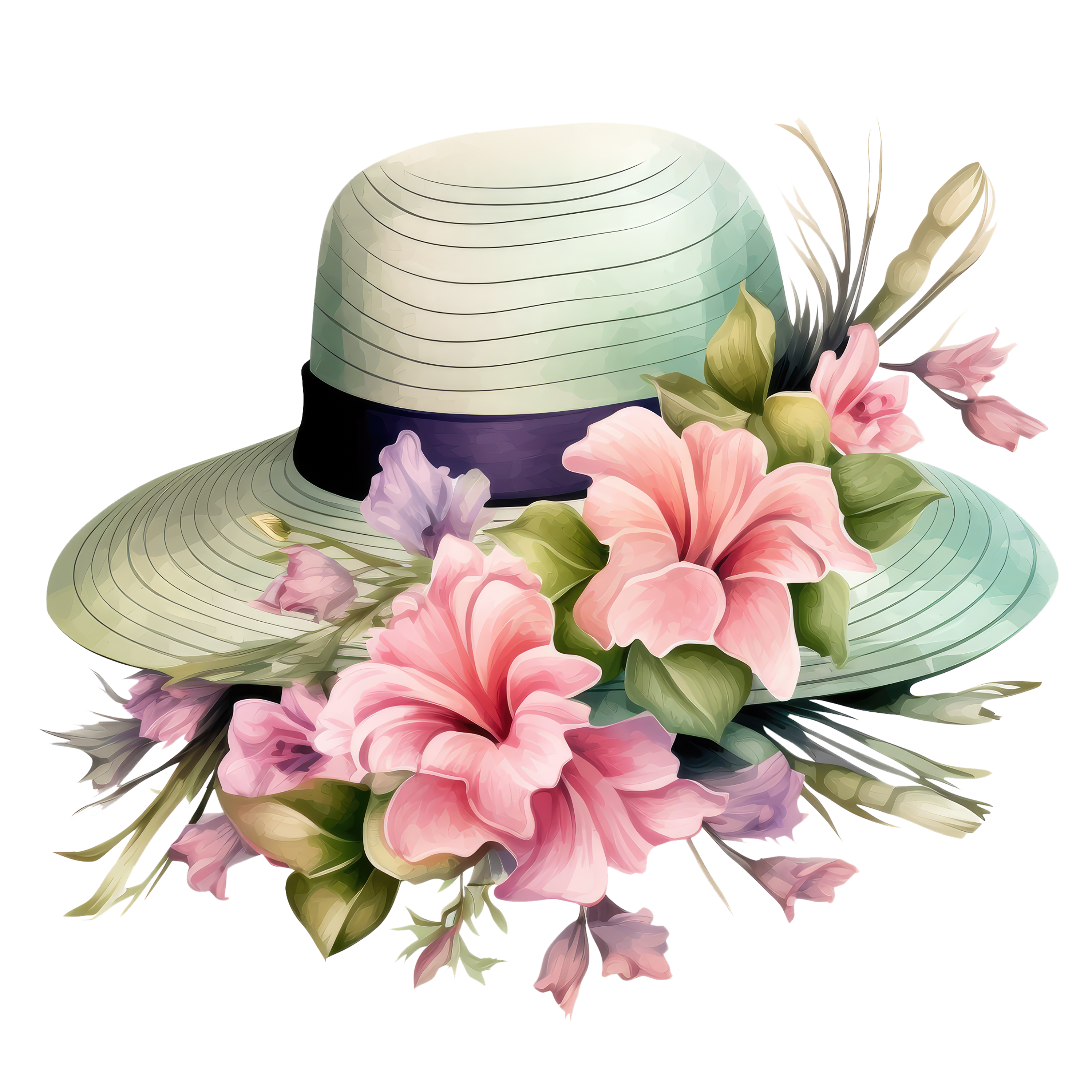 Pink Floral Sun Hat DTF Transfer