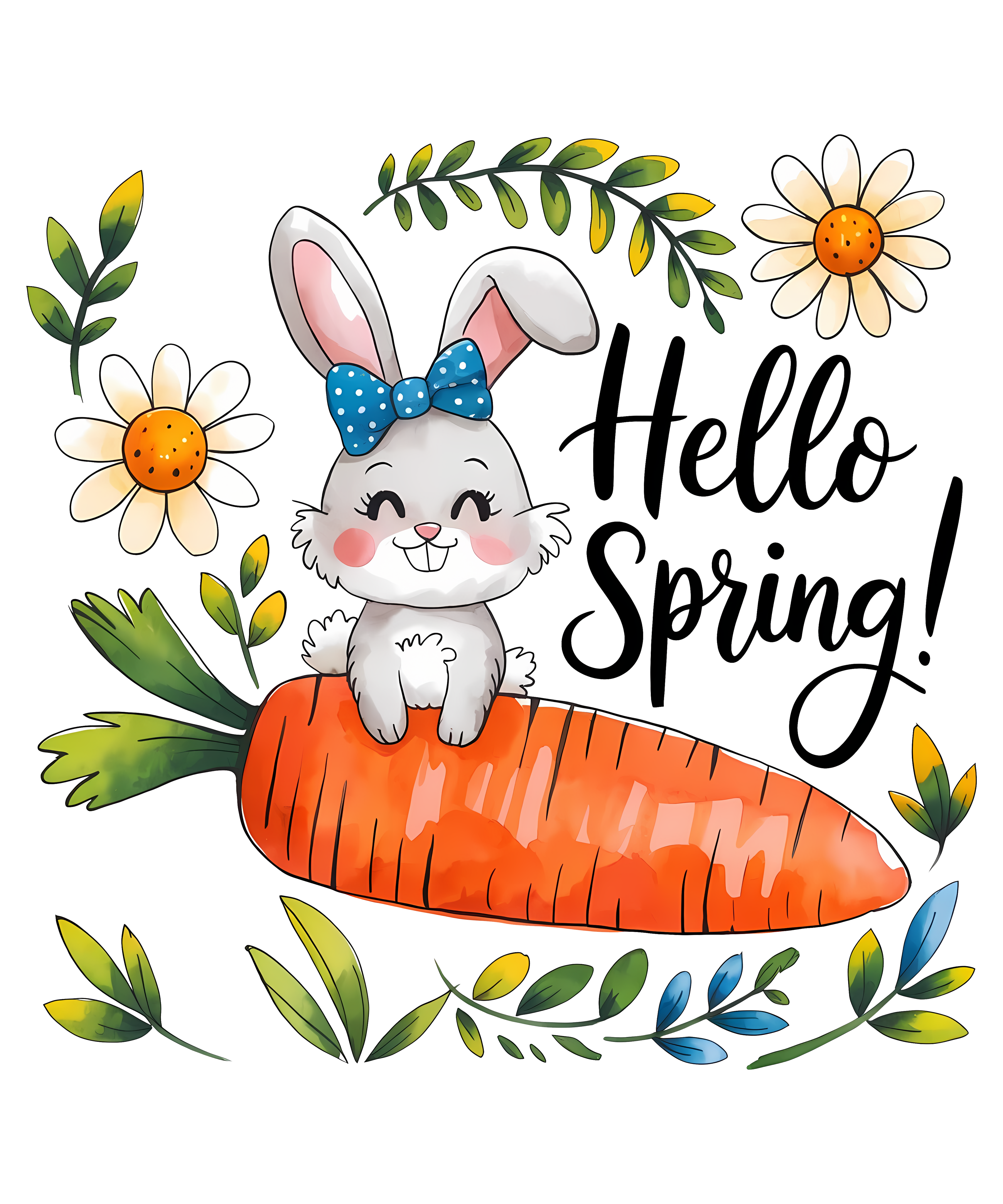 Bunny On Carrot Spring DTF Transfer
