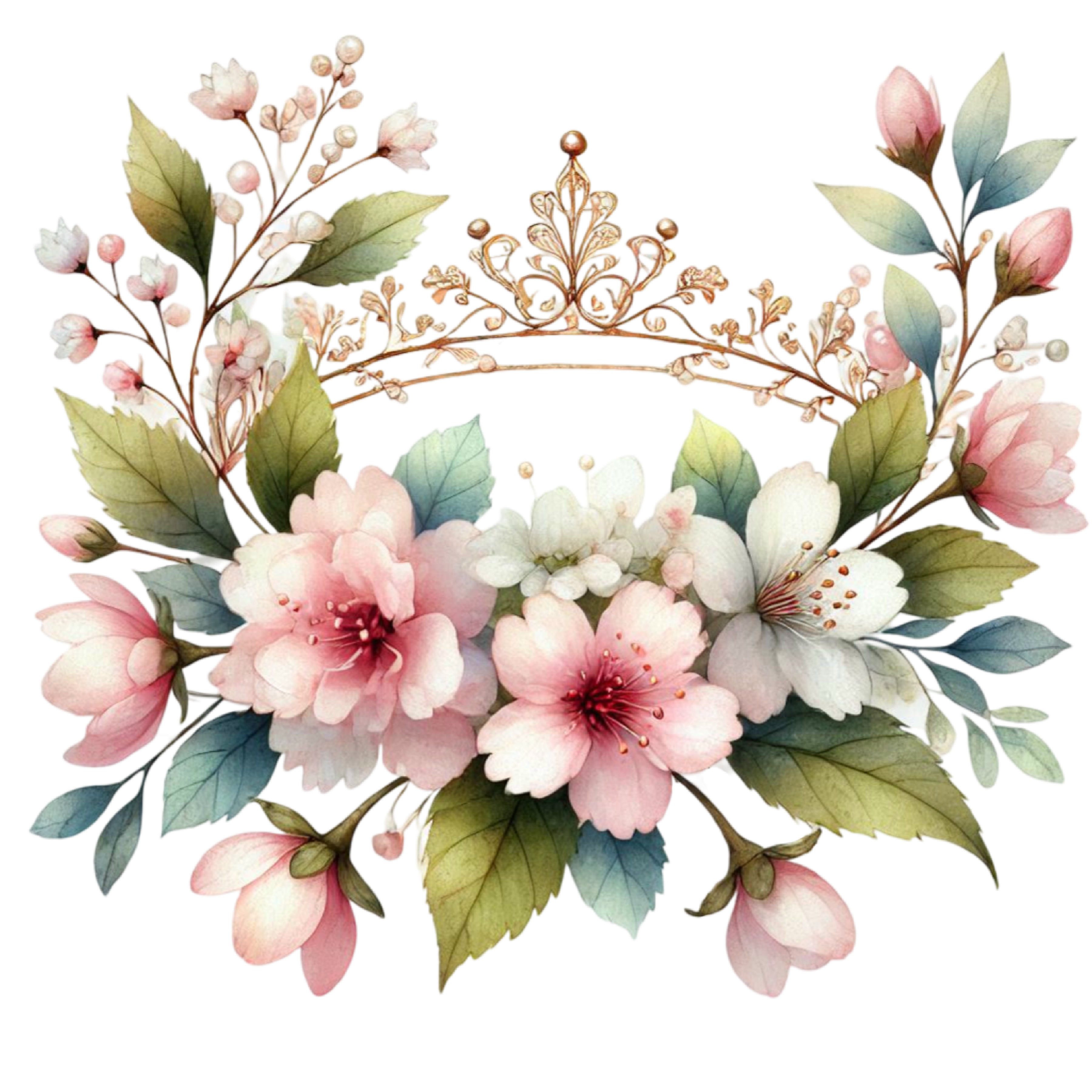 Cherry Blossom Floral Crown DTF Transfer