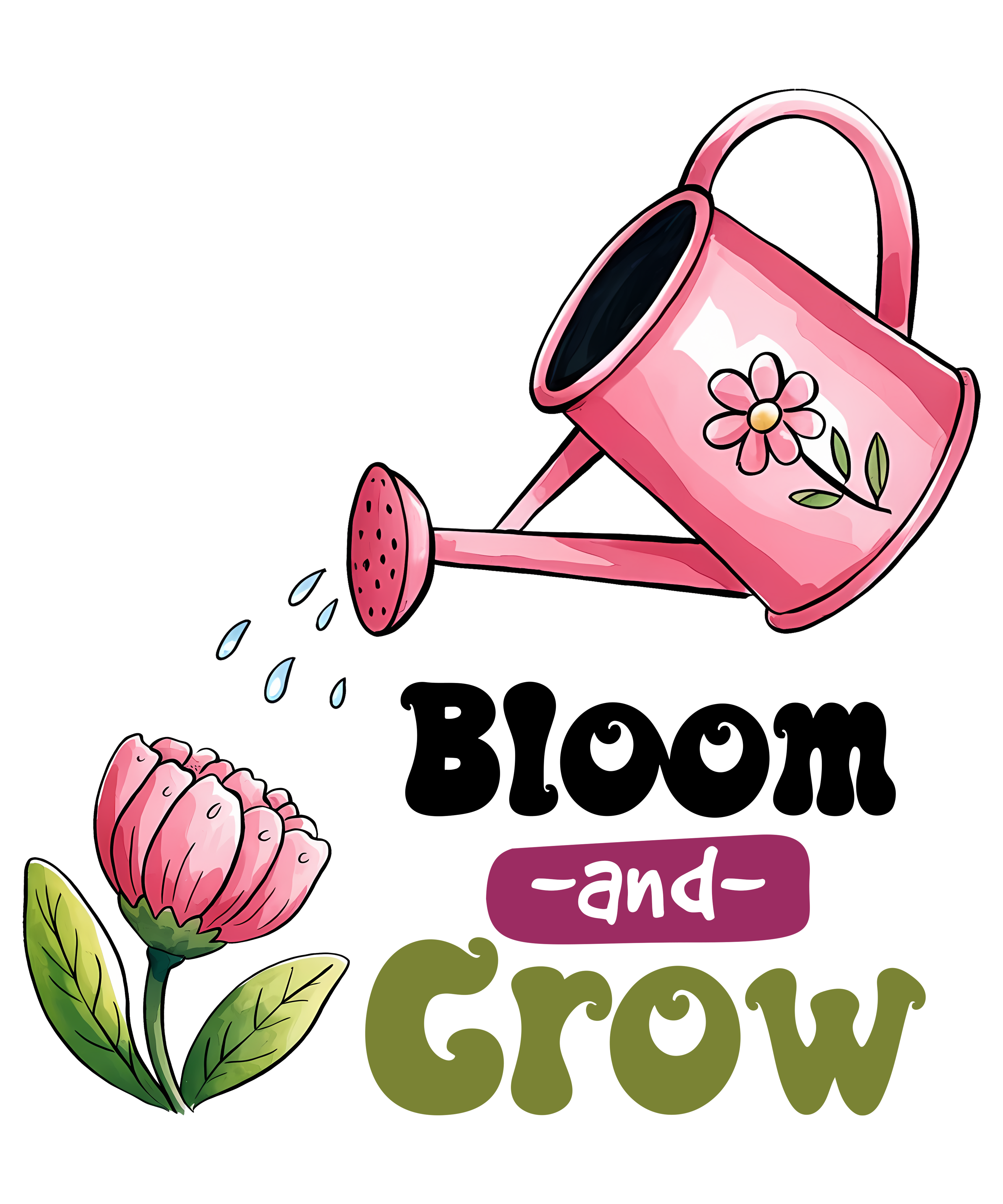 Watering Can And Bloom DTF Transfer