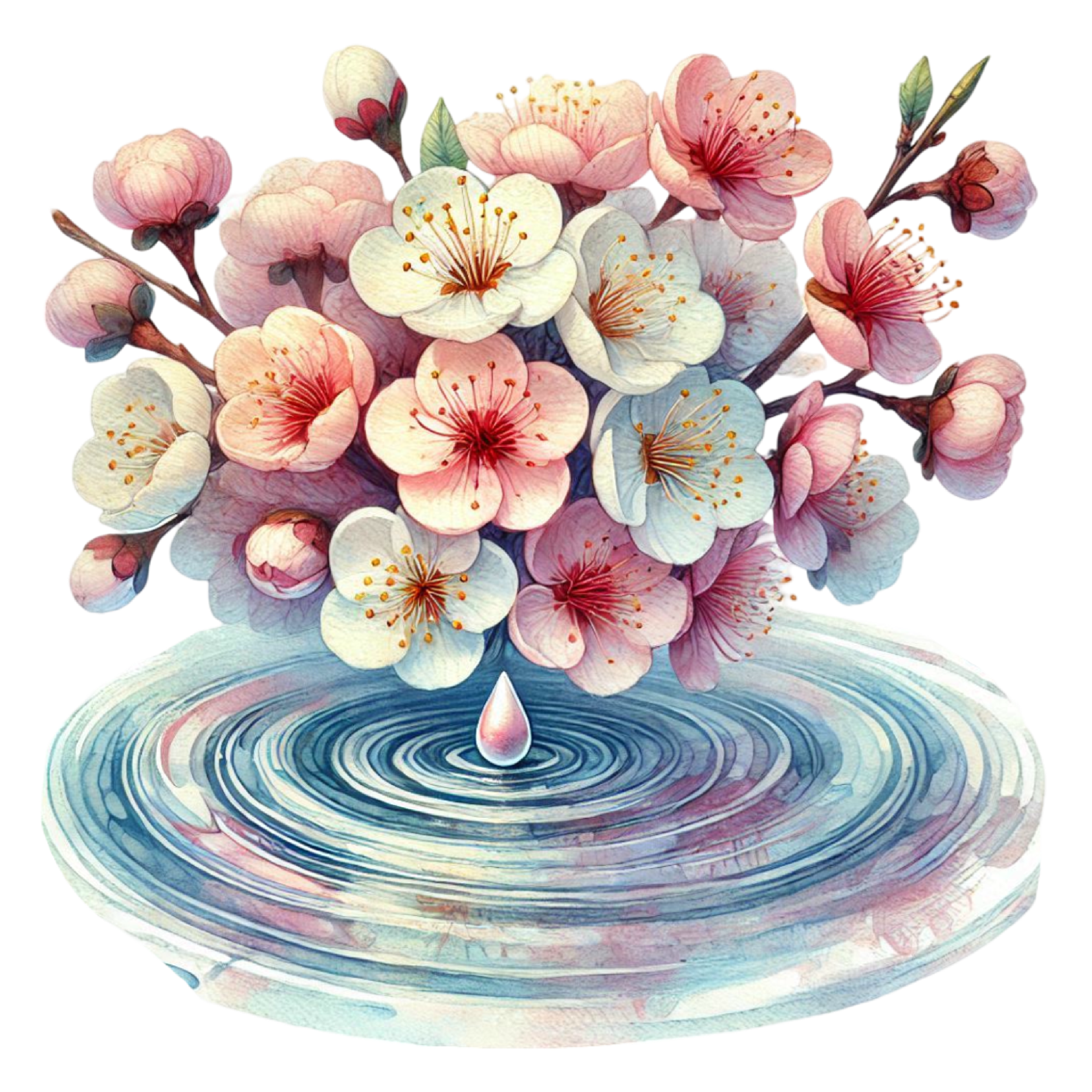 Cherry Blossoms Water Ripple DTF Transfer