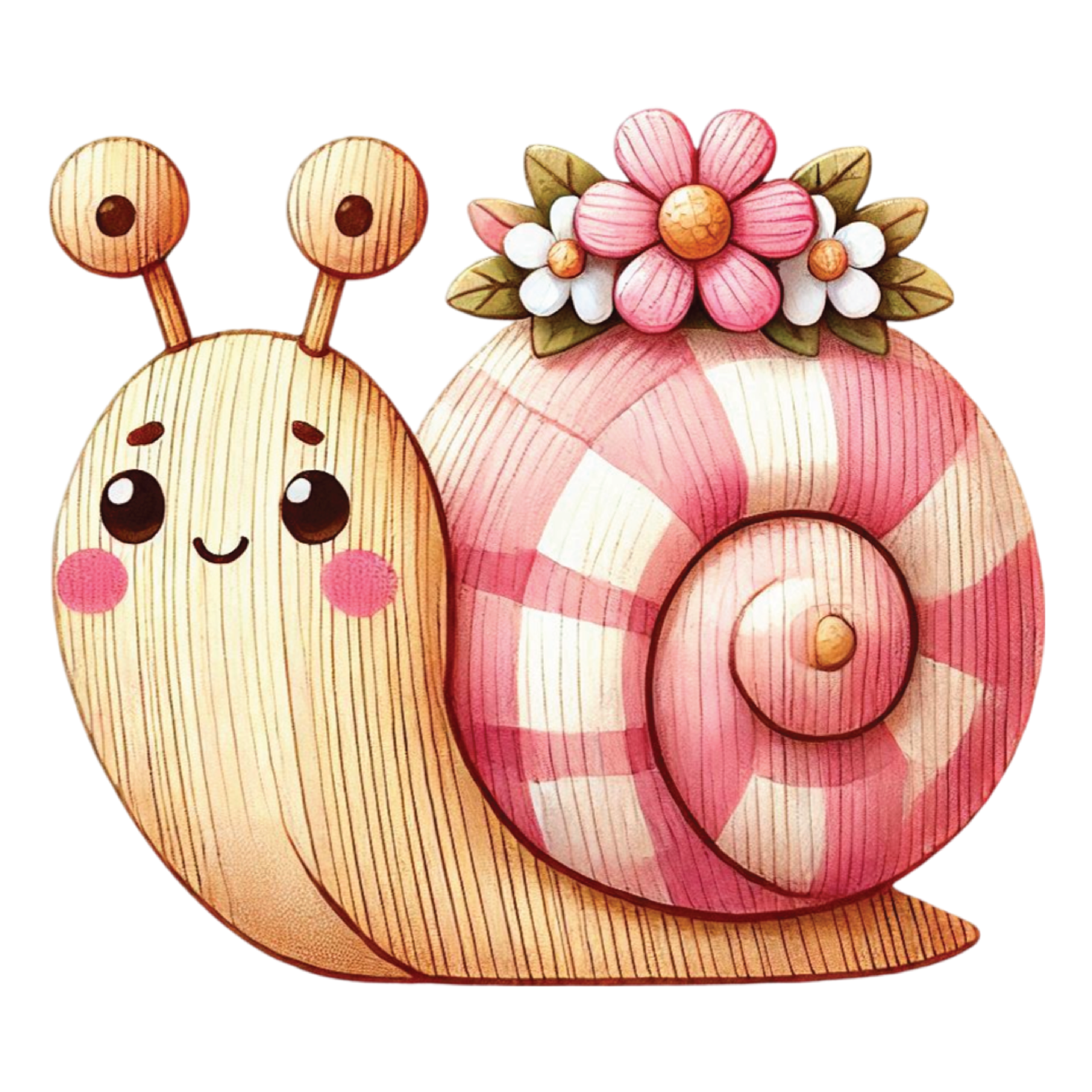 Cute Pink Floral Snail DTF Transfer