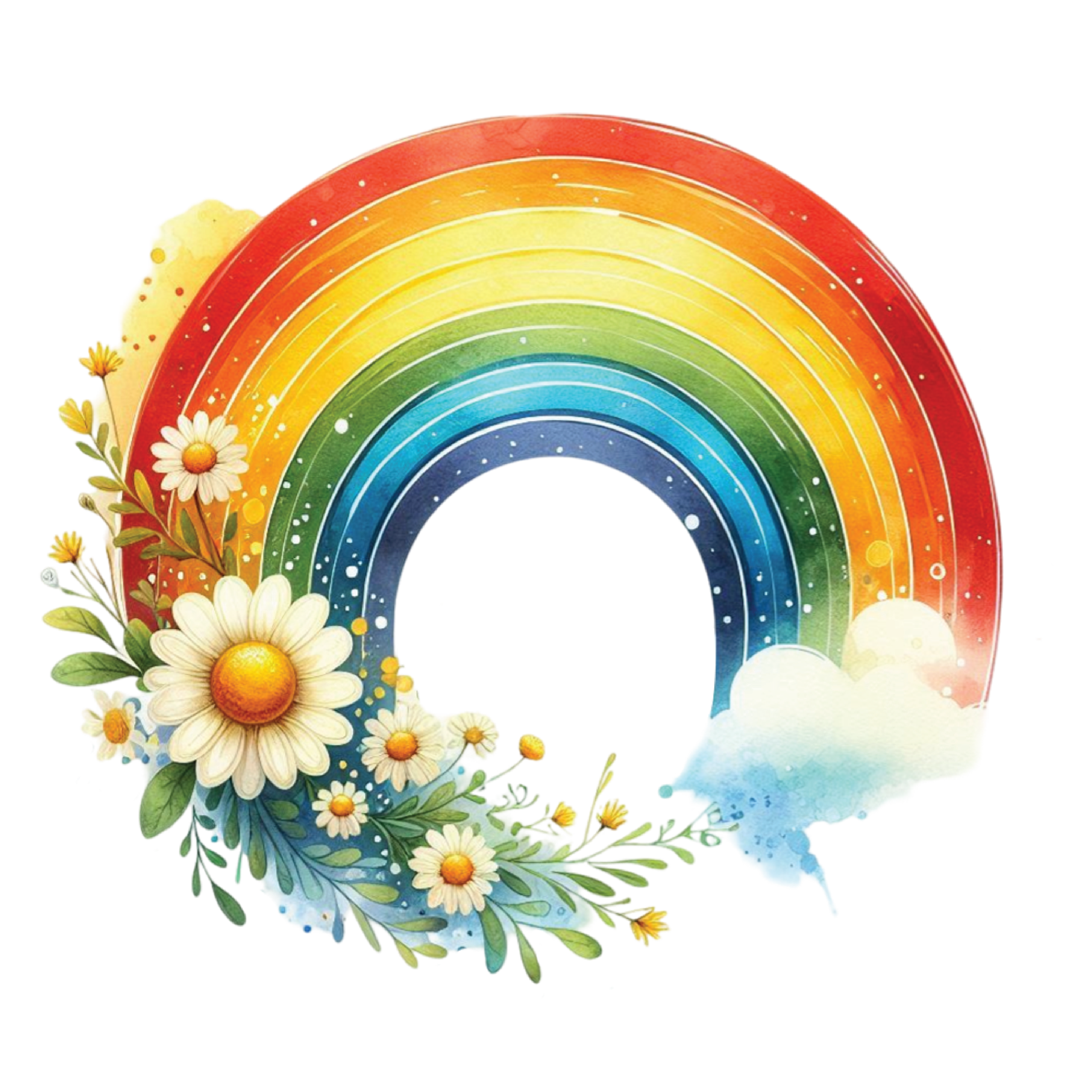 Rainbow And Daisy Flowers DTF Transfer