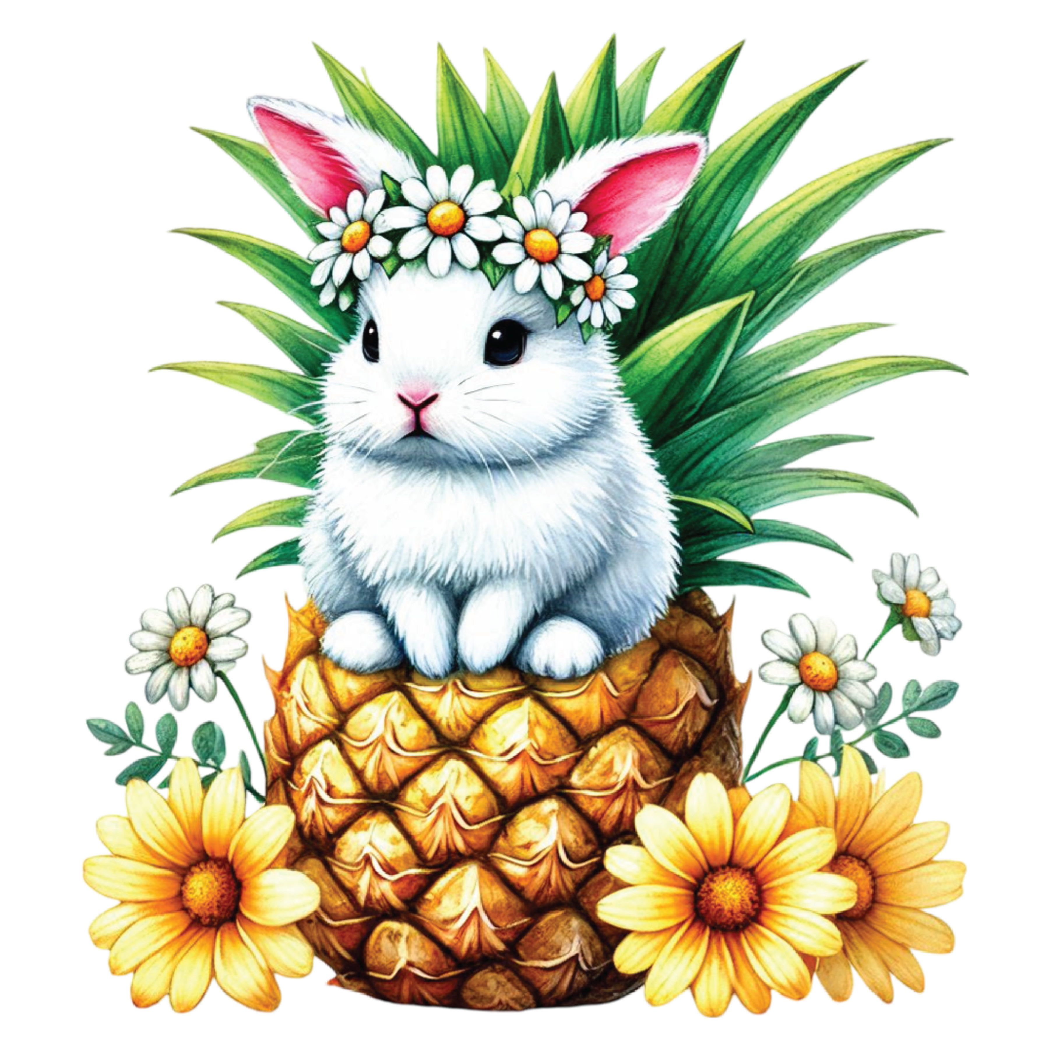 Cute Bunny With Pineapple DTF Transfer